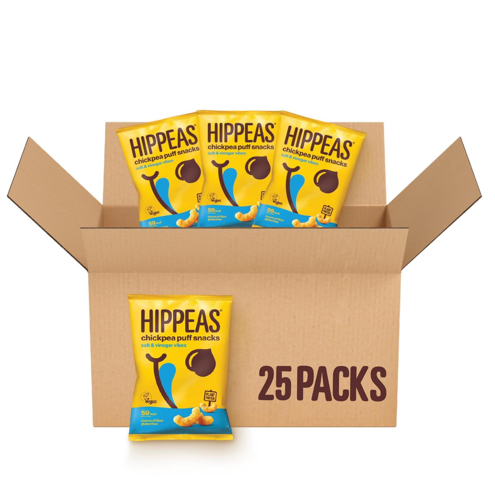Hippeas HIPPEAS Salt & Vinegar Chickpea Puff Vegan Crisps Multipack | 50 x 15g Packets | Plant-Based, Source of Protein | Free from Gluten & Artificial Flavours | Light & Crunchy - 62 calories per serving