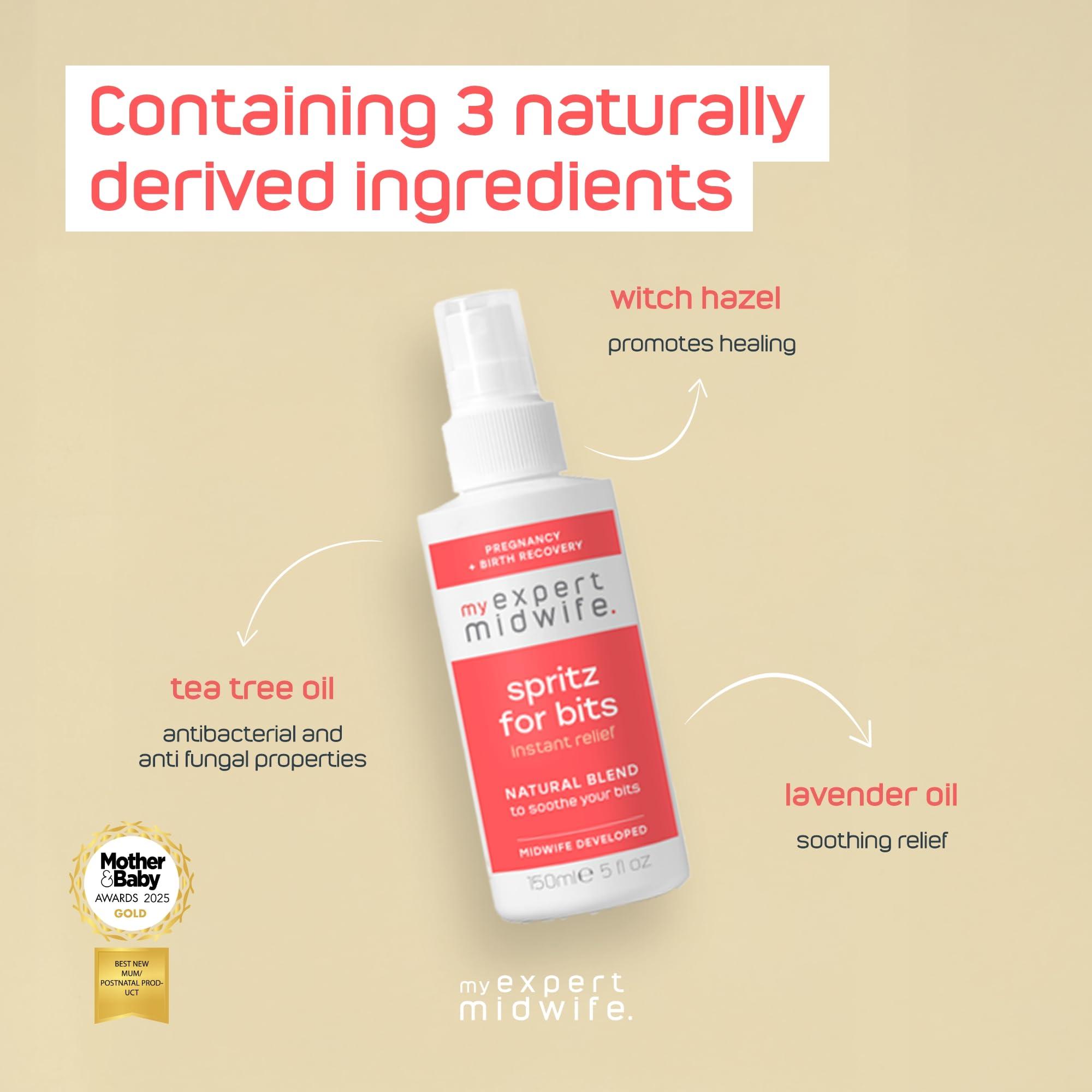 My Expert Midwife My Expert Midwife Just For Bits - Birth Prep & Recovery Duo with Spritz for Bits Postnatal Relief Perineal Spray and Peri Prep Your Bits Perineal Massage Oil (Pack of 2)