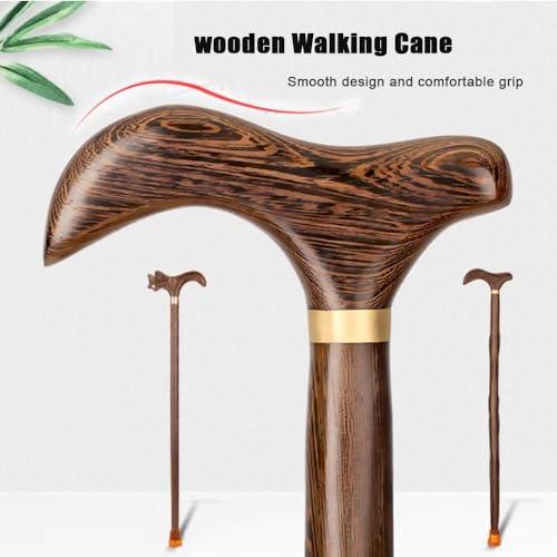 SKINCATE SKINCATE Solid Wood Walking Cane 31 Inch 33 Inch 35 Inch Single Crutch Handmade, Ergonomic Grip W/Wrist Strap Walking Sticks For Seniors, Men & Women(Color:A,Size:80cm)