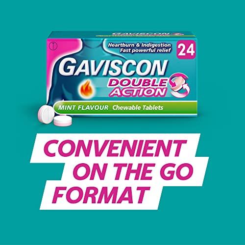 Gaviscon Gaviscon Double Action Heartburn and Indigestion Tablets, Mint Flavour, Pack of 4 x 24 Tablets, Total 96 Tablets