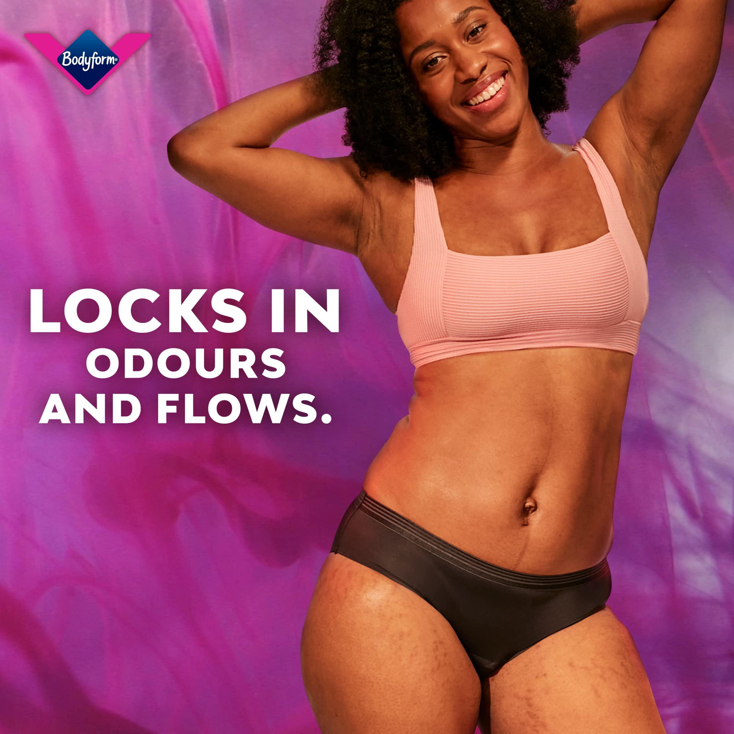 Bodyform Bodyform Washable Period Pants - For Up to 12 hours of Protection - Menstrual Underwear for Moderate Flow, Bikini Cut - Pack of 1 - Black, Size S