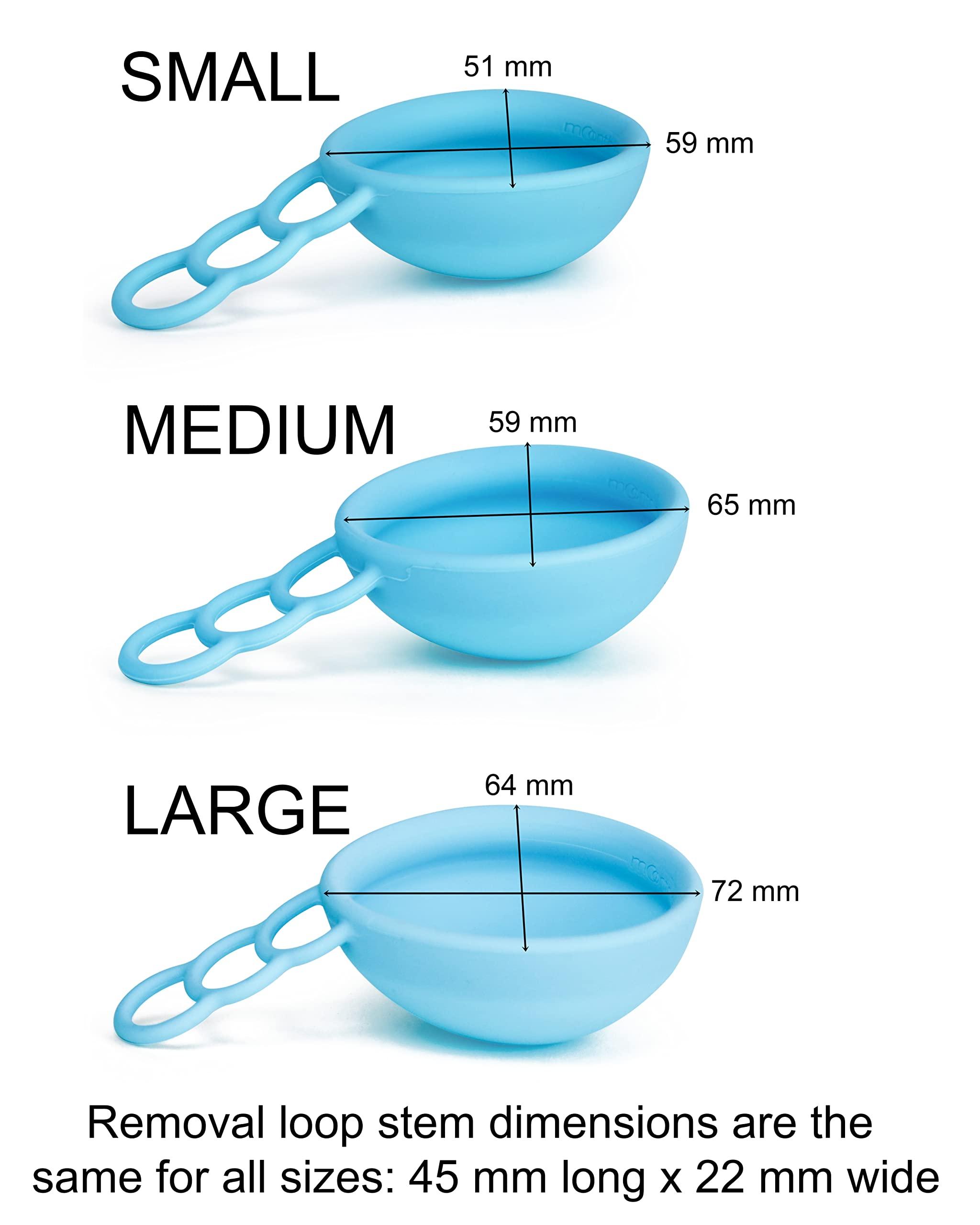 MOONTHLIES MOONTHLIES Reusable Menstrual Disc | Period Disc with Removal Loop Stem | Alternative to Menstrual Cups for Light or Heavy Flows | Sustainable Alternative to Tampons/Pads (1 Medium, 1 Large, Blue)