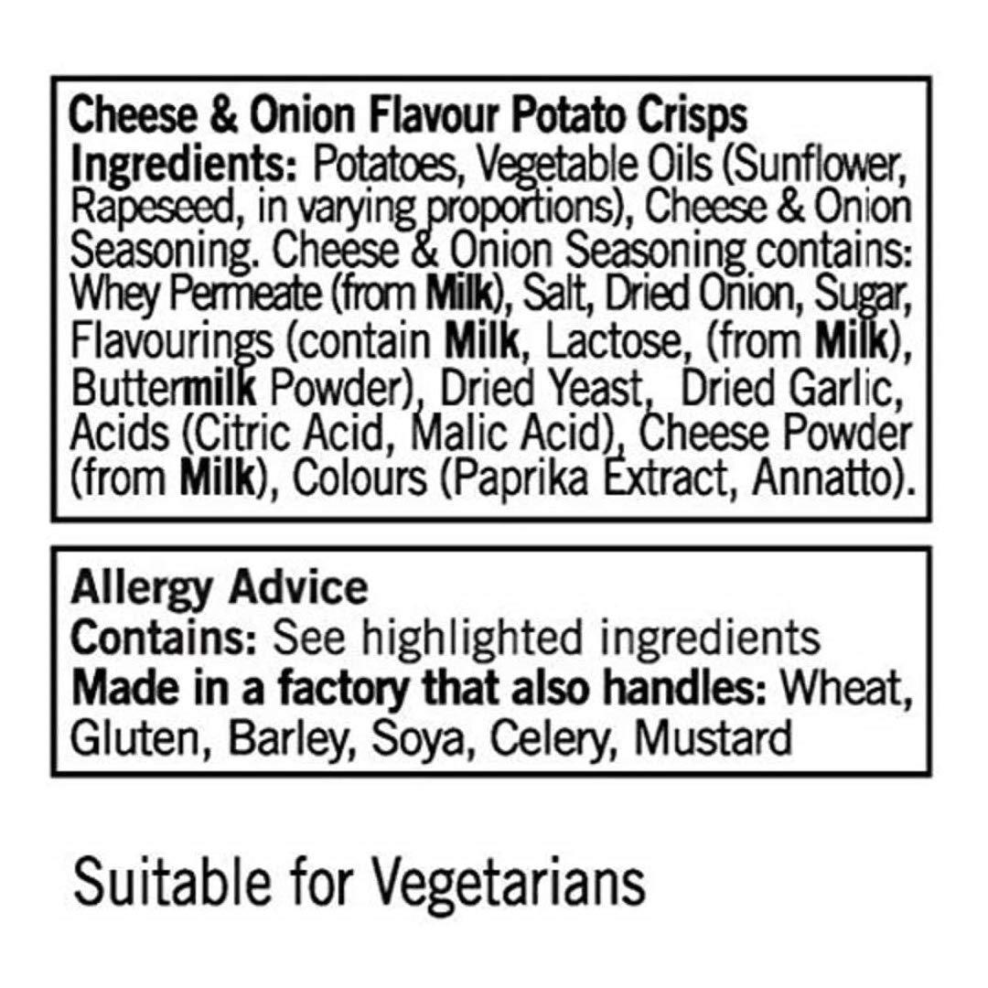 Walkers Walkers Cheese and Onion Crisps Multi-Pack Box, 32.5 g, Case of 32