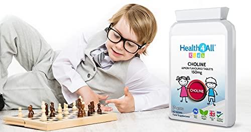 Health4All Health4All Kids Choline 150mg Chewable 60 Tablets Vegan Children\'s Supplement to Support Memory and Learning