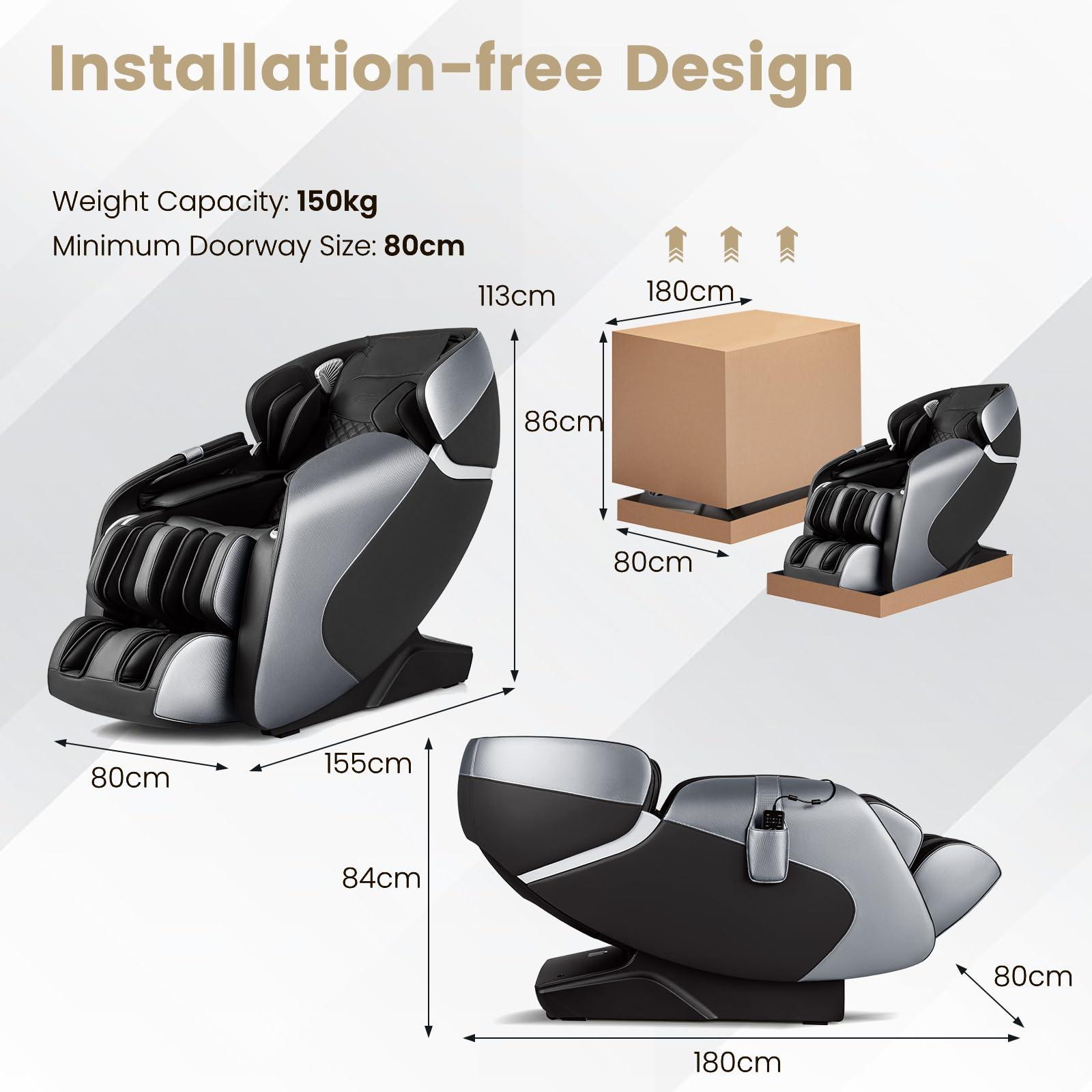 COSTWAY COSTWAY Massage Chair for Home, Electric Zero Gravity 3D SL Track Full Body Shiatsu Massage Recliner with AI Voice Control, Bluetooth, Yoga Stretching, Handrail Shortcut Key, Airbags & Heating (Black)