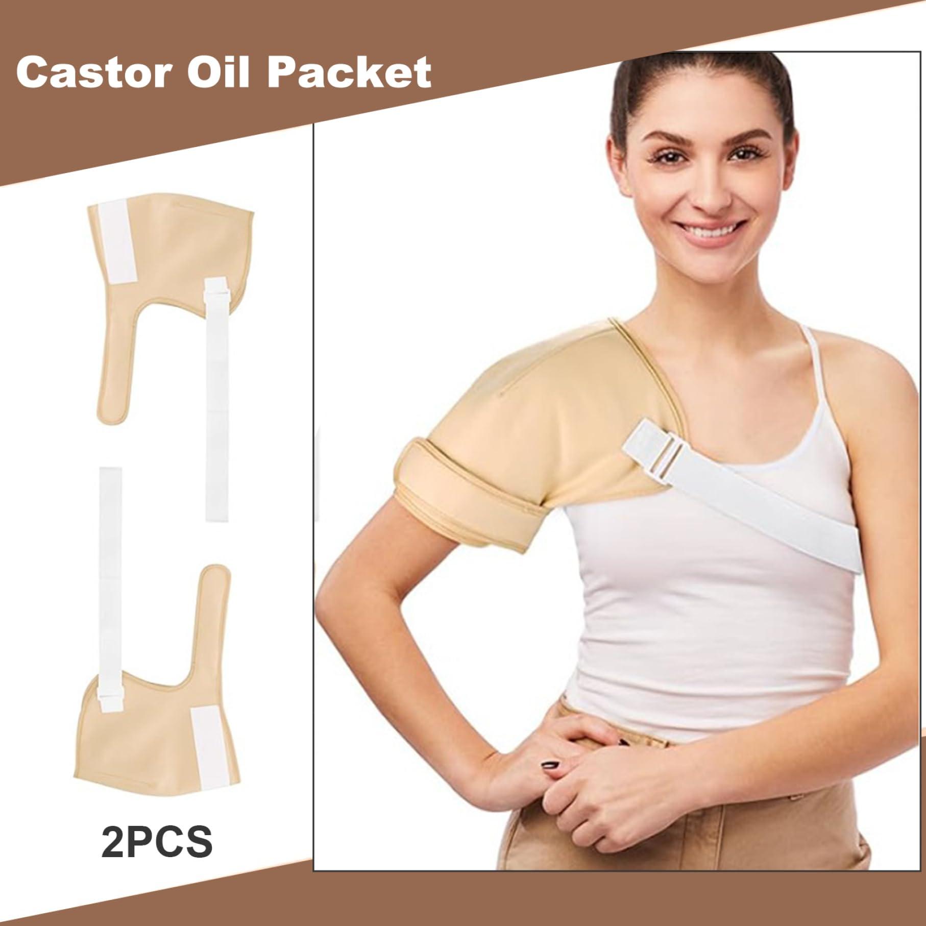 Comebachome Castor Oil Pack Wrap for Shoulder, 2PCS Reusable Castor Oil Packs, Waterproof Leakproof Castor Oil Wrap, Castor Oil Compress with Adjustable Elastic Band