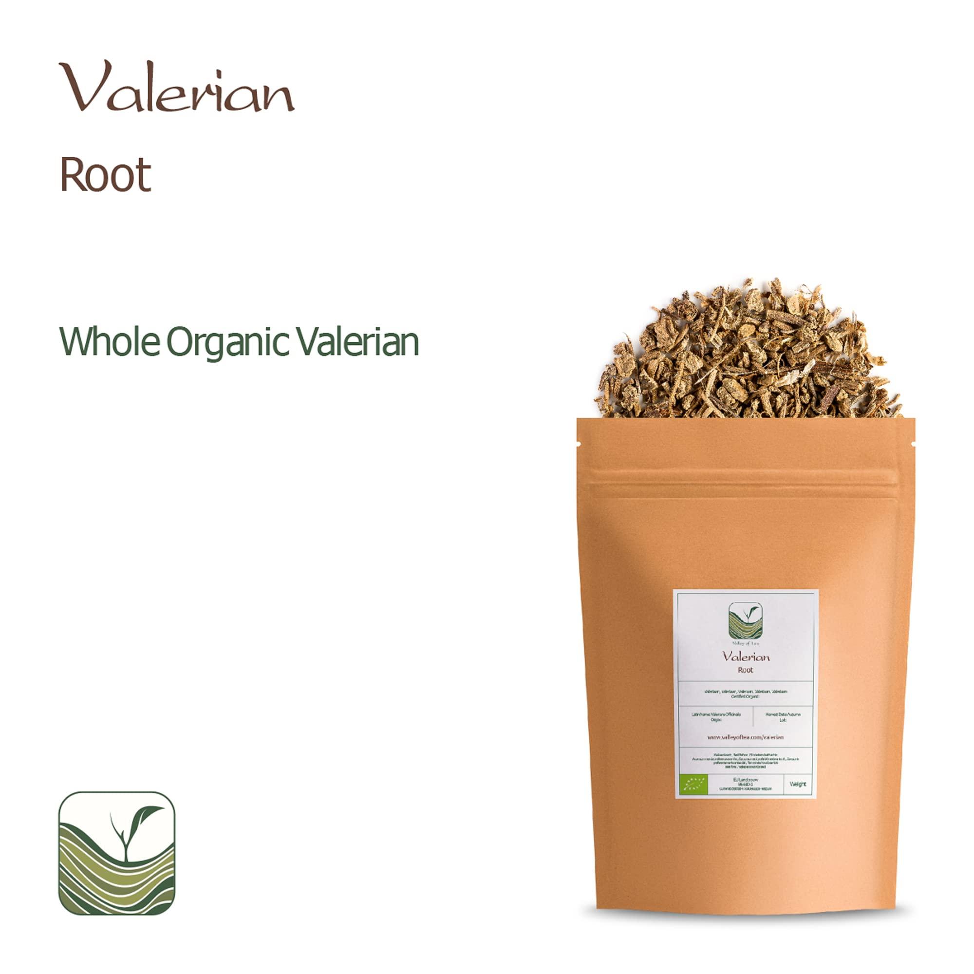 Valley of Tea Valerian Root Organic Herbal Tea - Calming and Relaxing - Good Night Rest - Valeriana Officinalis Roots 100g