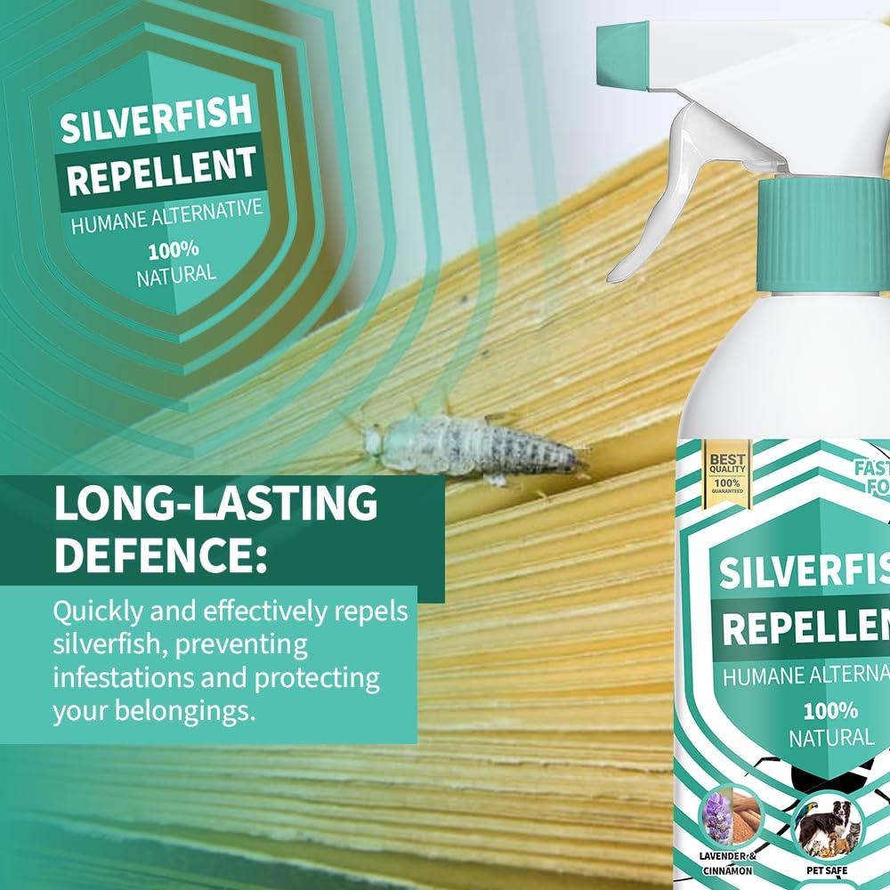 UK GROW Silverfish Repellent Spray - 100% Natural Essential Oils Formula | Non-Toxic Silverfish Killer & Preventative Solution | Works with Silverfish Traps (500ml)