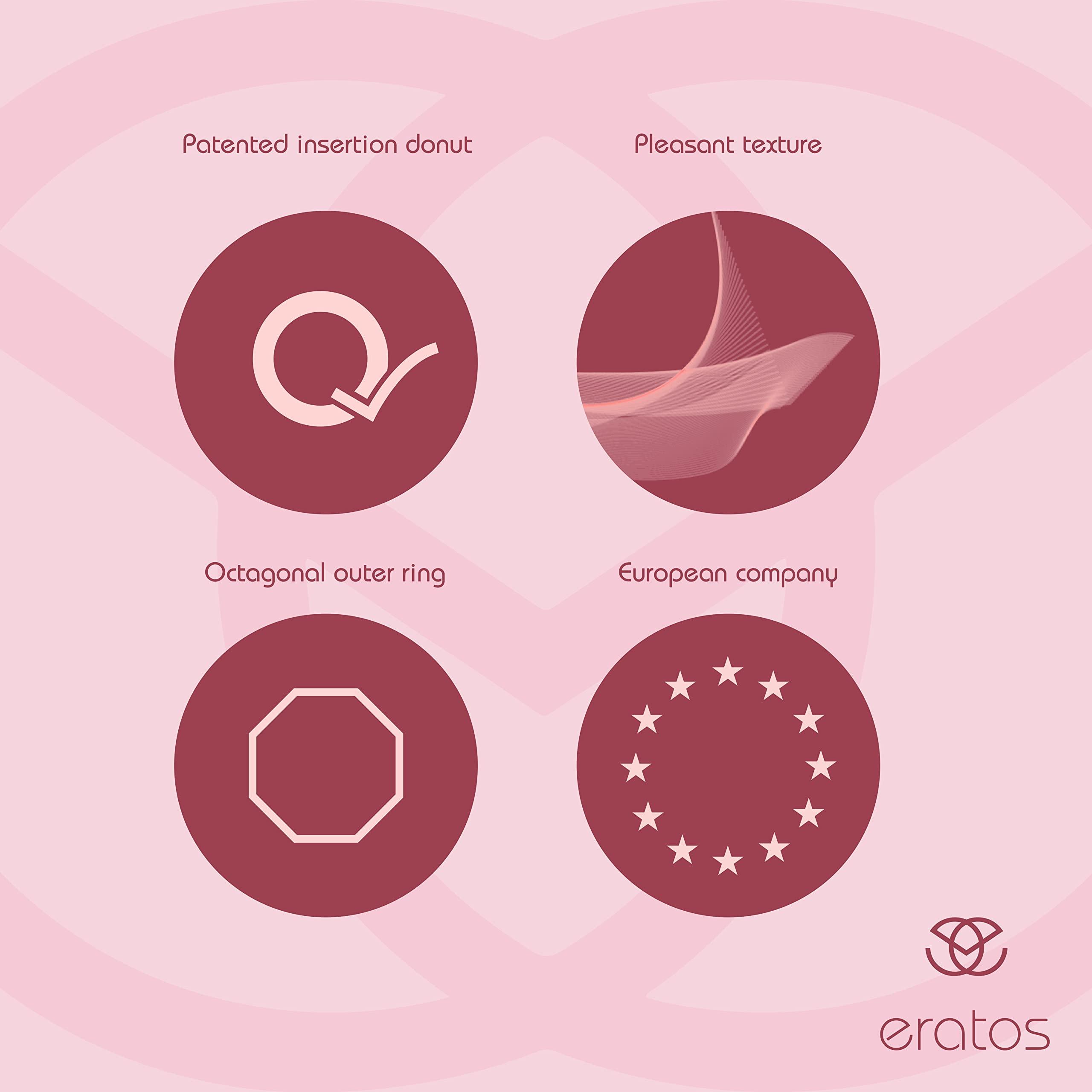 ERATOS ERATOS - Female Condoms - with Patented Insertion Donut - Odourless Natural Latex - Water Based Lubricant - EC Standard - Set of 12 Condoms
