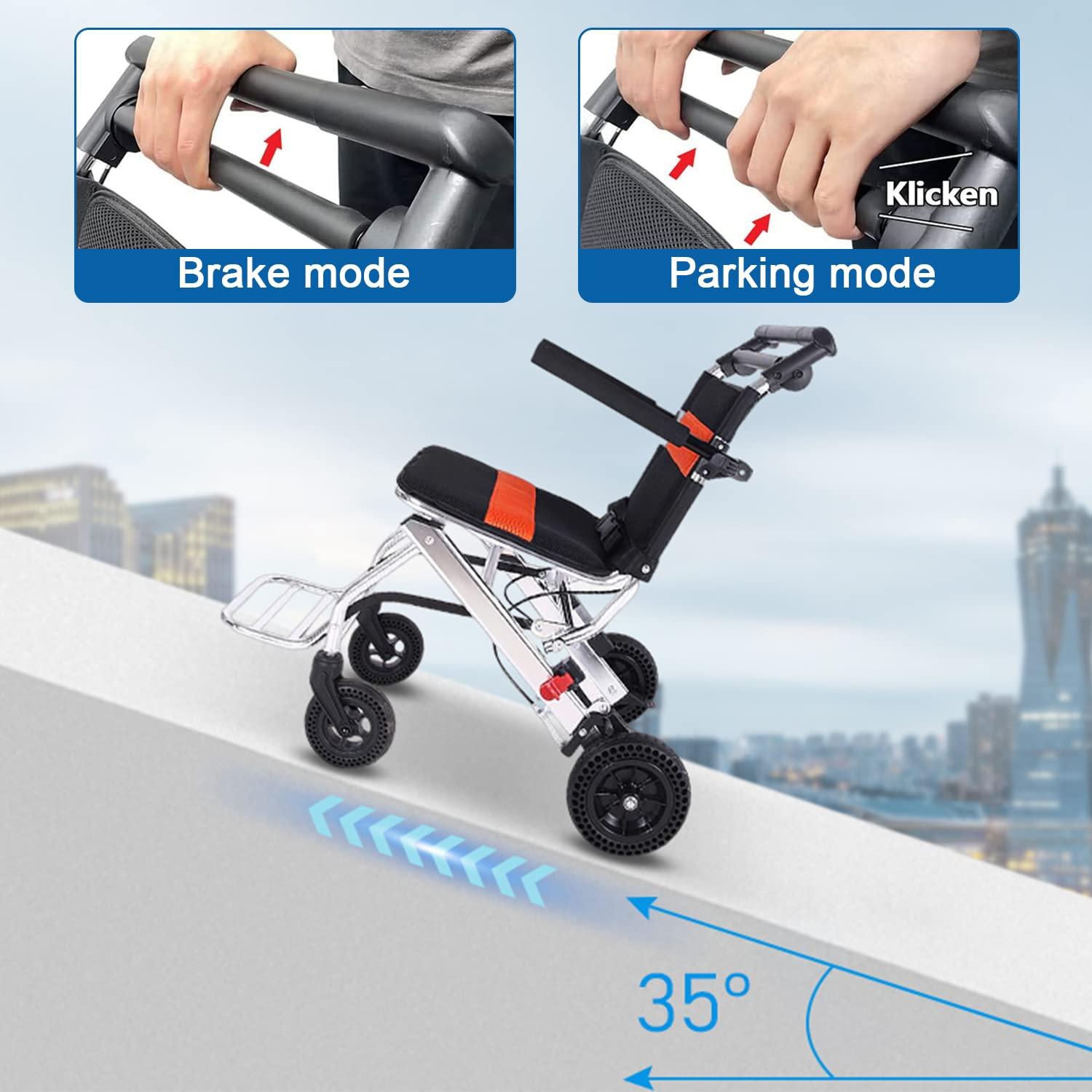 FreshCart Basics Super Lightweight Travel Wheelchair for Adults - No Assembly Required, Foldable Transport Chair with Travel Bag, Cushion & Anti-Tipper