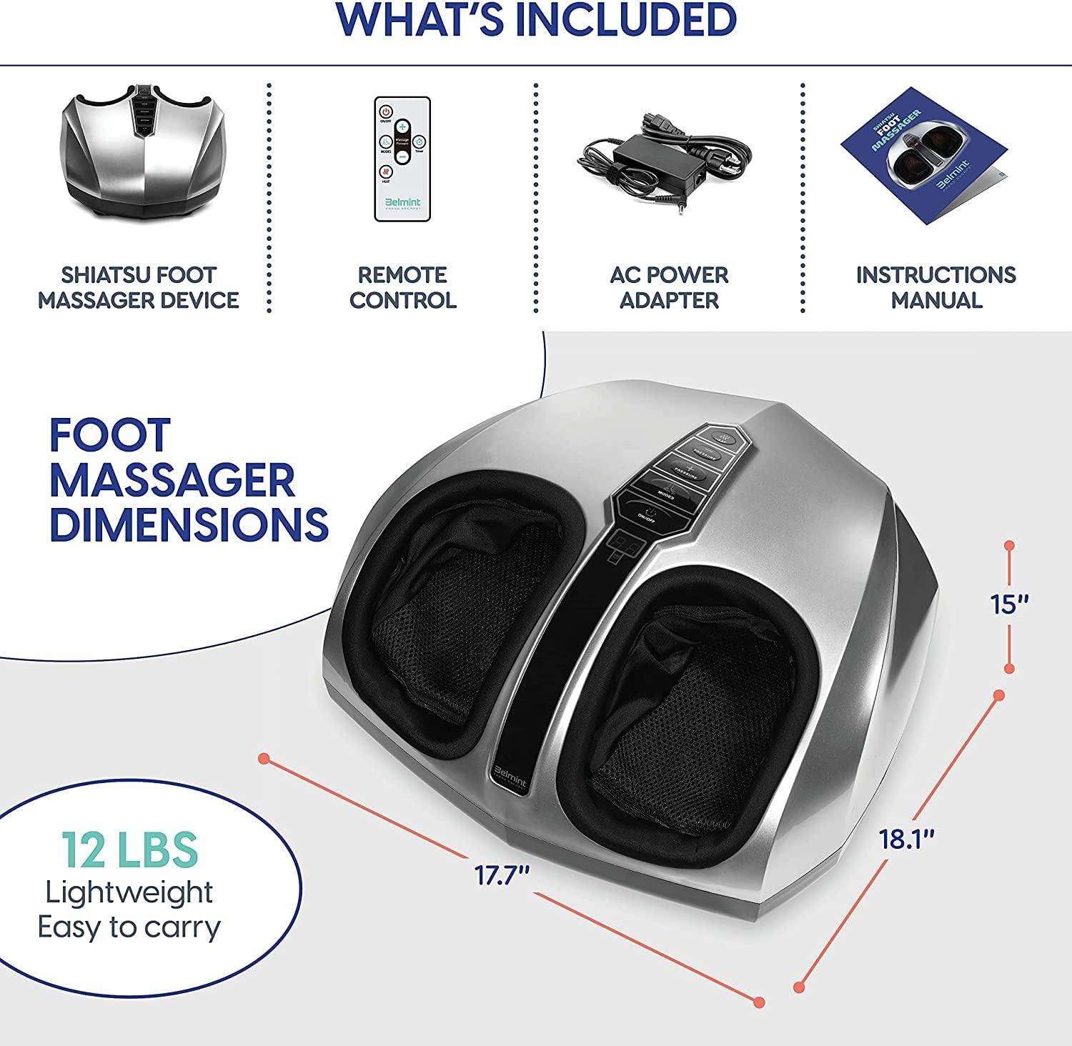 BYOUQ Foot Massager Machine - Deep Kneading Shiatsu Feet Massager for Neuropathy Pain Relief, and Improved Circulation - Soothing Heat Therapy for Plantar Fasciitis Muscle Relax