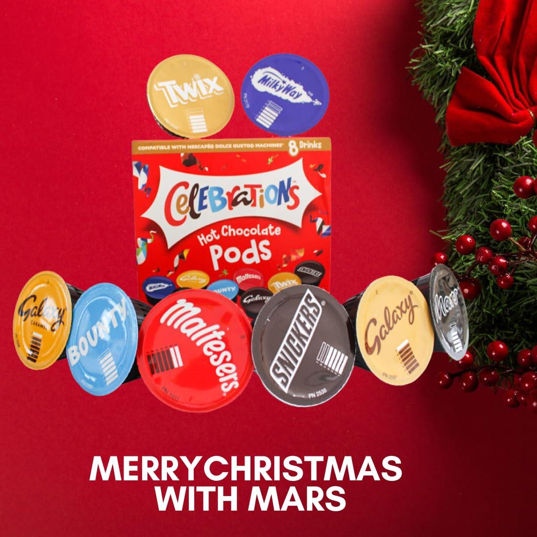 caffluxe Celebrations Dolce Gusto Compatible Hot Chocolate Pods - Twix, Mars, Bounty, Snickers, Galaxy, Malteser, Milky Way & Galaxy Caramel (24)