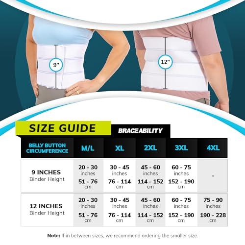 BraceAbility BraceAbility Medical Abdominal Stomach Binder - Belly Band Compression for Diastasis Recti, Postpartum, Post-Surgical Wrap for Tummy Tuck Recovery, Post op Ab Binder for Women and Men (M/L 12\")