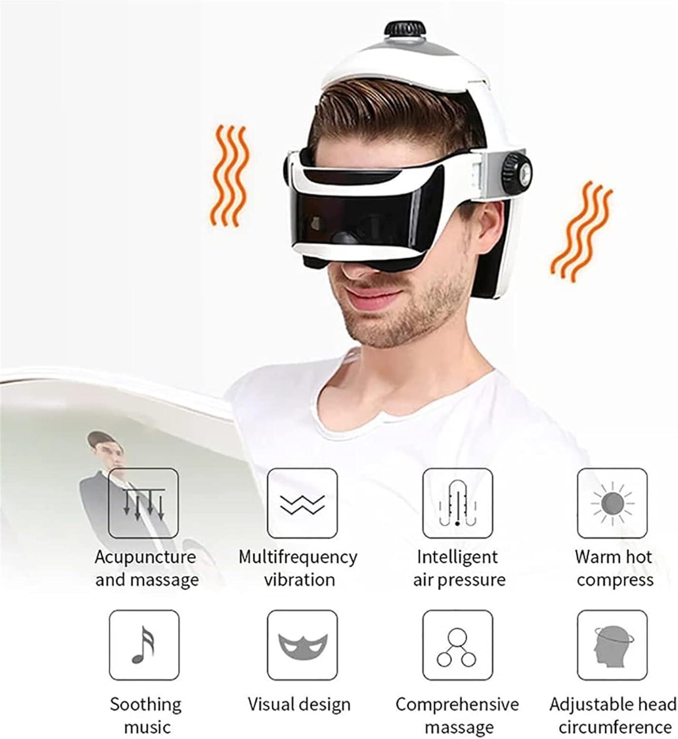 HYYKEJI HYYKEJI Electric Head Massager Helmet, Eye Neck Massage Helmet Scalp Massager with Heat, Kneading, Air Compression, Suitable for Headache, Stress Relief, Deep Sleeping