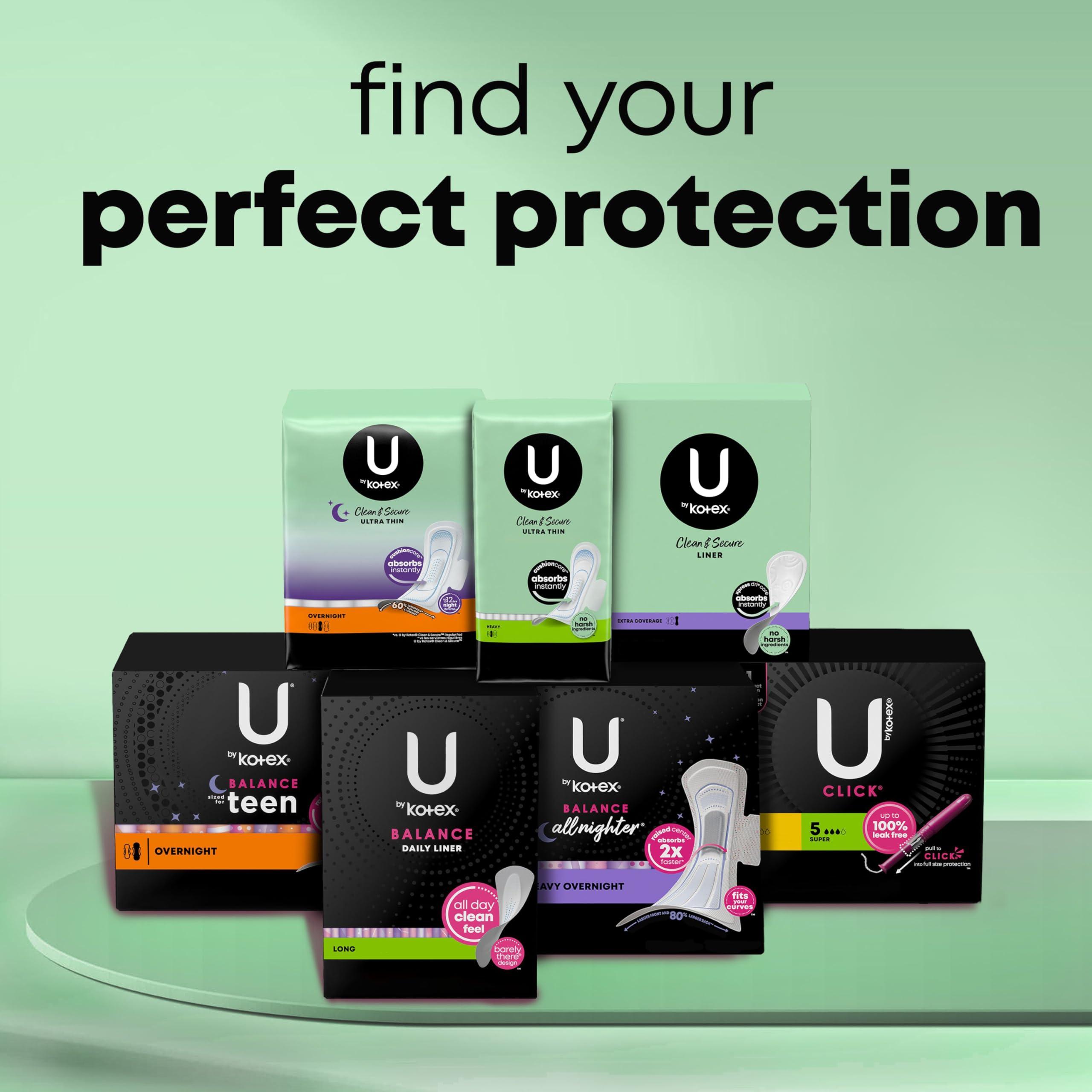 U by Kotex Kotex Overnight Pads Maxi Pads with Wings - 1 PACK - 14 count