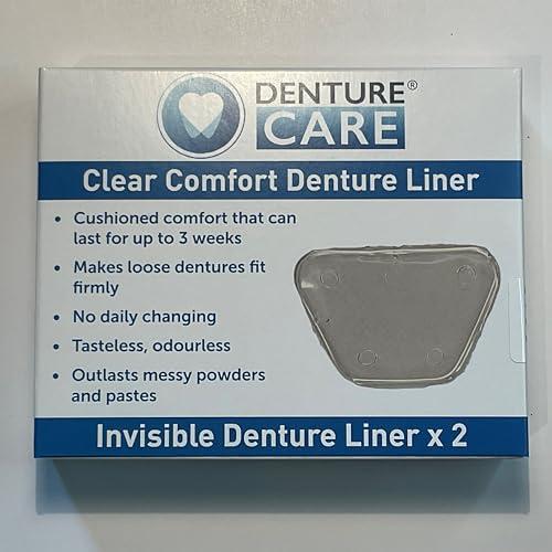 Denturecare Clear Comfort Denture Liner - Secure Fit - No Hassles Application - Long-Lasting Denture Adhesives - Easy to Maintain Cushion Comfort Denture Liner