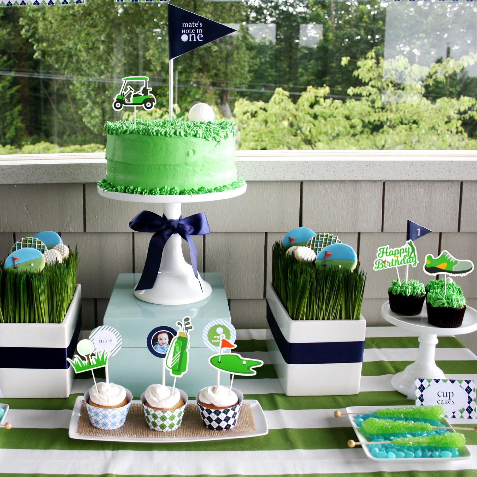 Boerni Golf Cupcake Topper, Outdoor Sport Cupcake Topper, Golf Cart Golf Course Golf Bag Golf Clubs Golf Tee Cupcake Toppers(24pcs)