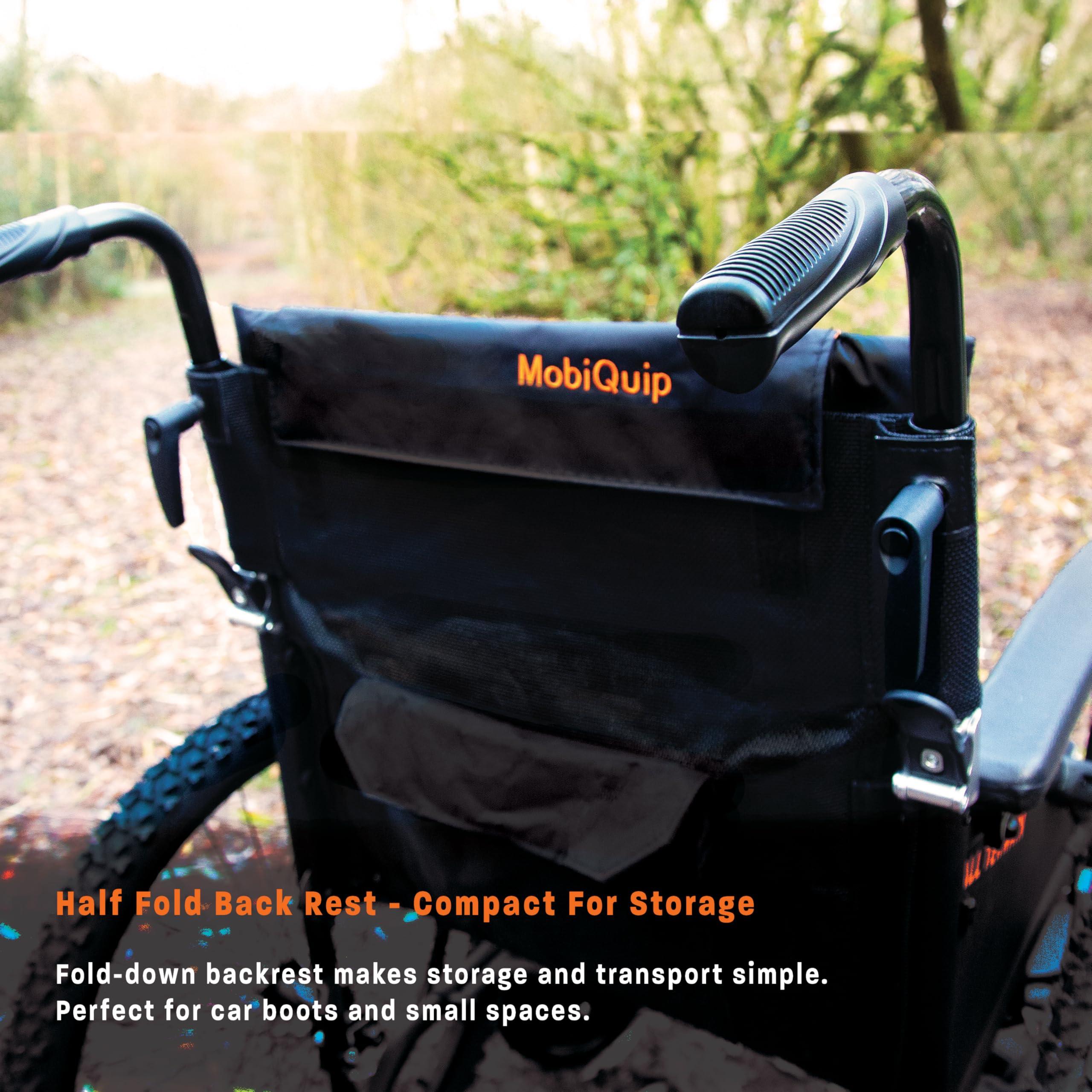 MobiQuip MobiQuip All Terrain, Lightweight, Folding, Manual Self Propelled Aluminium Wheelchair, Quick Release Wheels, Silver Frame, 18 inch Seat.