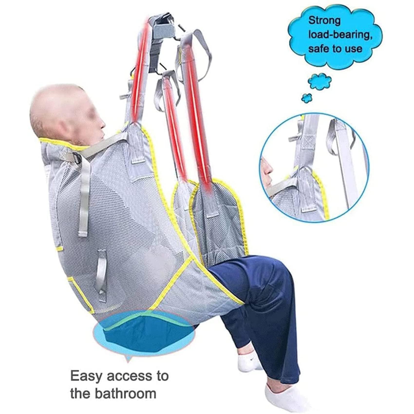 MYENA MYENA Hoist for Lifting Elderly, Deluxe Padded Toileting Patient Lift Sling with Head Support, Divided Leg Shower Sling for Patient Lifts,L