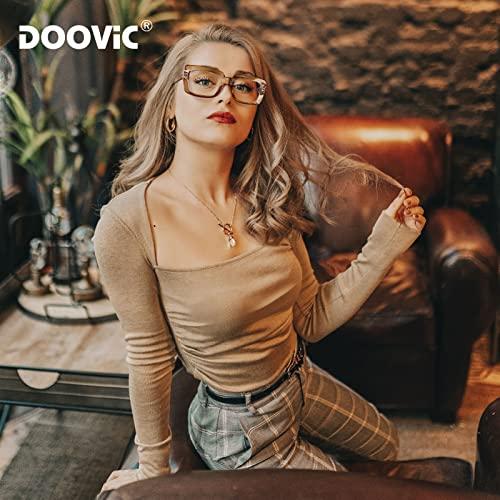 DOOViC DOOViC Reading Glasses 1.75 - Blue Light Blocking Computer Readers Glasses Oversize Frame for Women (Champagne,Rectangular)