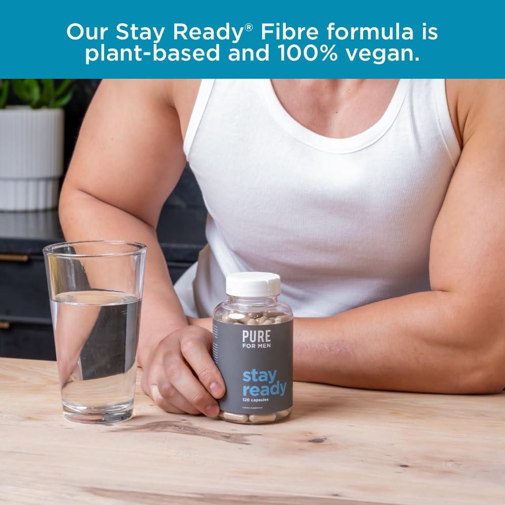 Pure for Men Pure for Men Original Cleanliness Stay Ready Fiber Supplement, 120 Vegan Capsules, Helps Promote Digestive Regularity. Psyllium Husk, Chia Seeds, Oat Fibre, Proprietary Formula