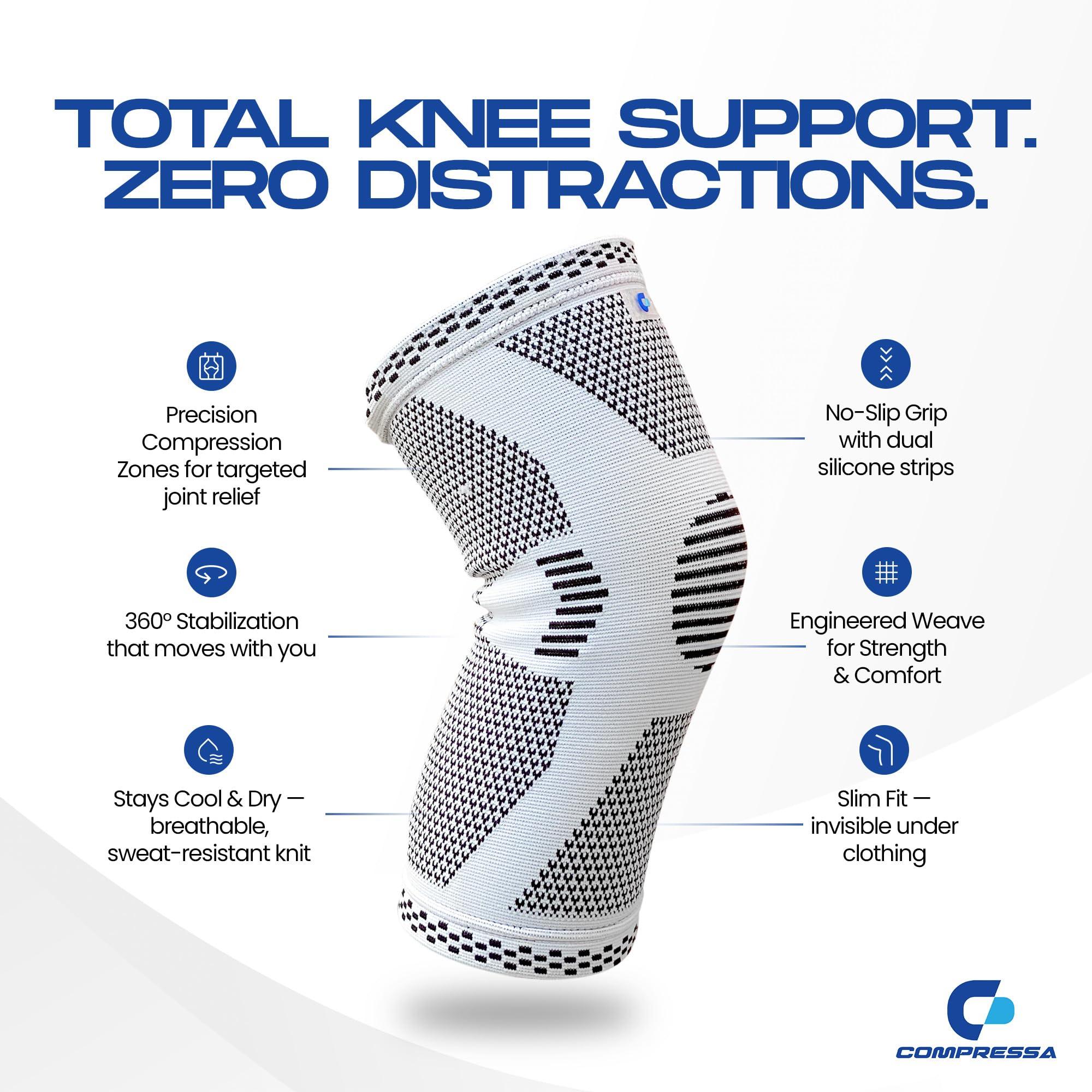 C Compressa Compressa Knee Sleeve for Women & Men (Regular) - Non-Slip Compression Support for Joint Pain, Muscle Recovery, Arthritis, and Injury Relief