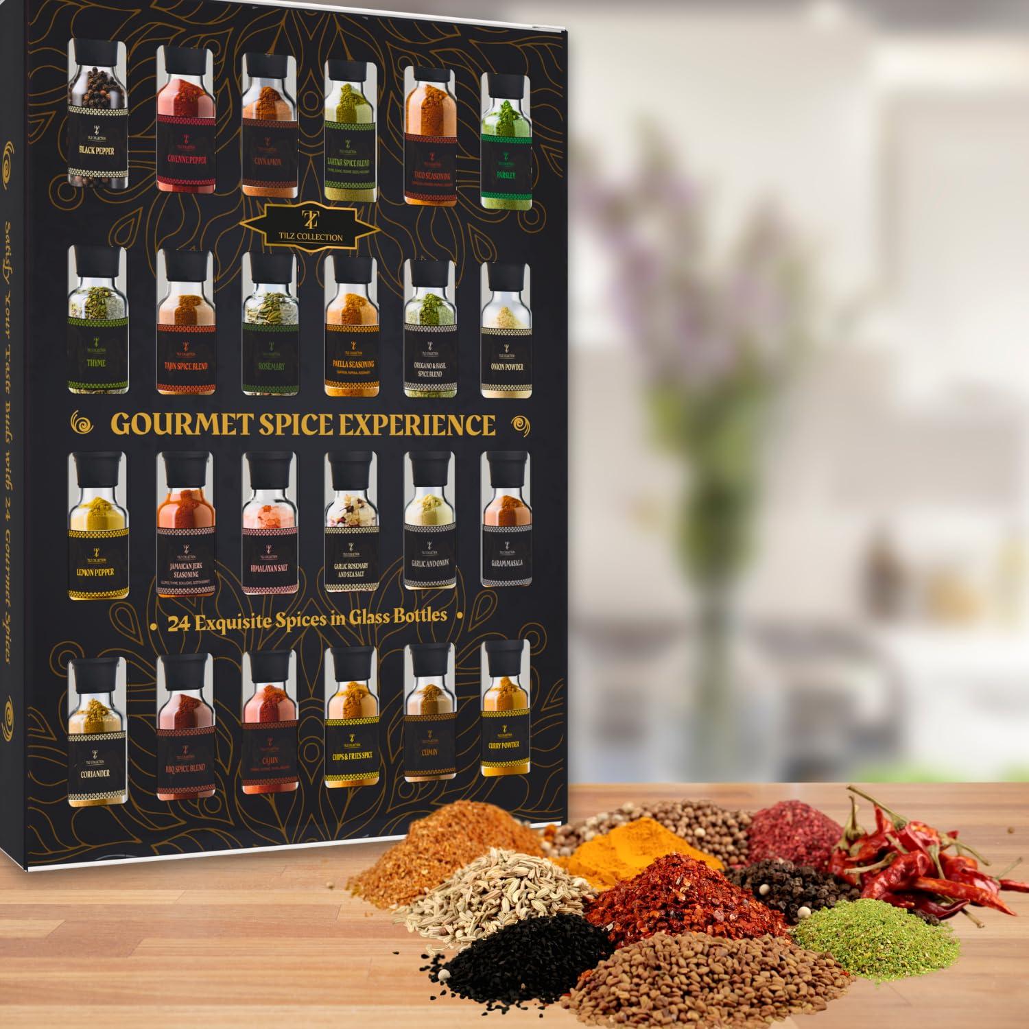 TILZ COLLECTION Spice Gift Set -24 Gourmet Spices For Cooking, Grilling, Rubs, Mixed Spice, Herbs, Spices & Seasonings, All Purpose Seasoning, Cooking Gifts For Men, Women, Birthday, Christmas, Housewarming Gifts