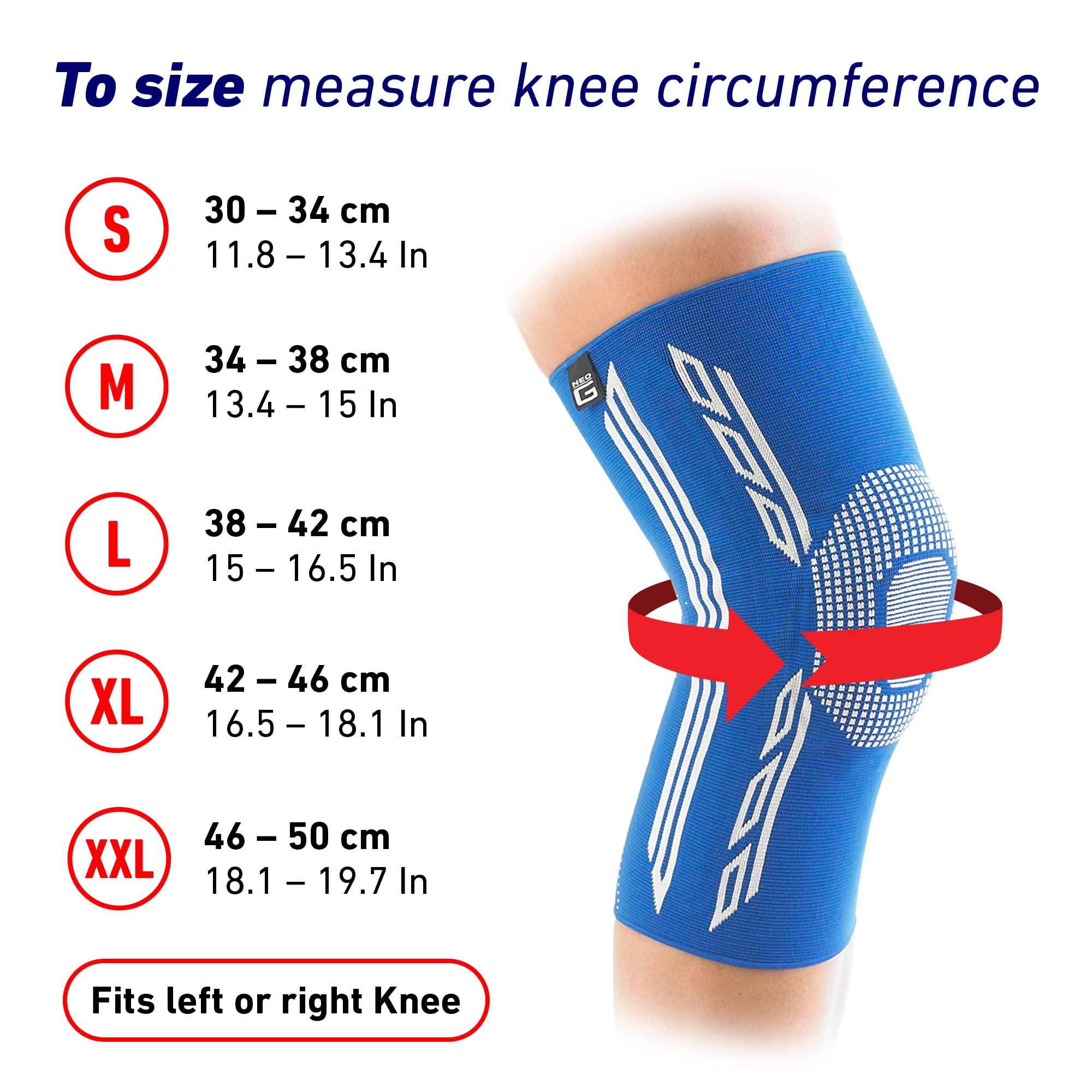 Neo G Neo-G Knee Support Brace with Silicone Patella Cushion and Spiral Stays for Joint Pain Relief Knee Injury Meniscus Tear Sprains Runners Knee - Knee Compression Sleeve - Airflow Plus - L