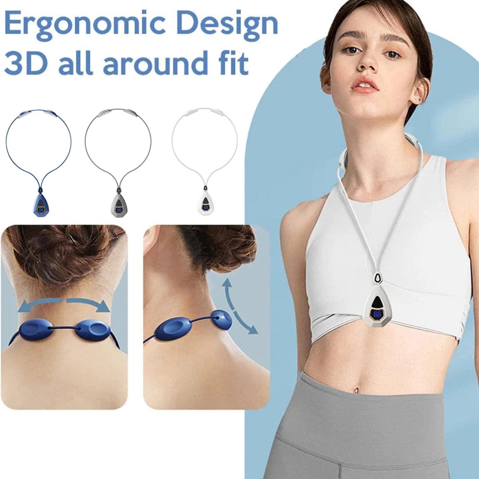Generic EMS Lymphatic Relief Neck Massage, Electric Pulse Neck Massager Device, Intelligent Lymphatic Neck Massager with Heat, for Stress Relief and Relax, Home, Travel, Car