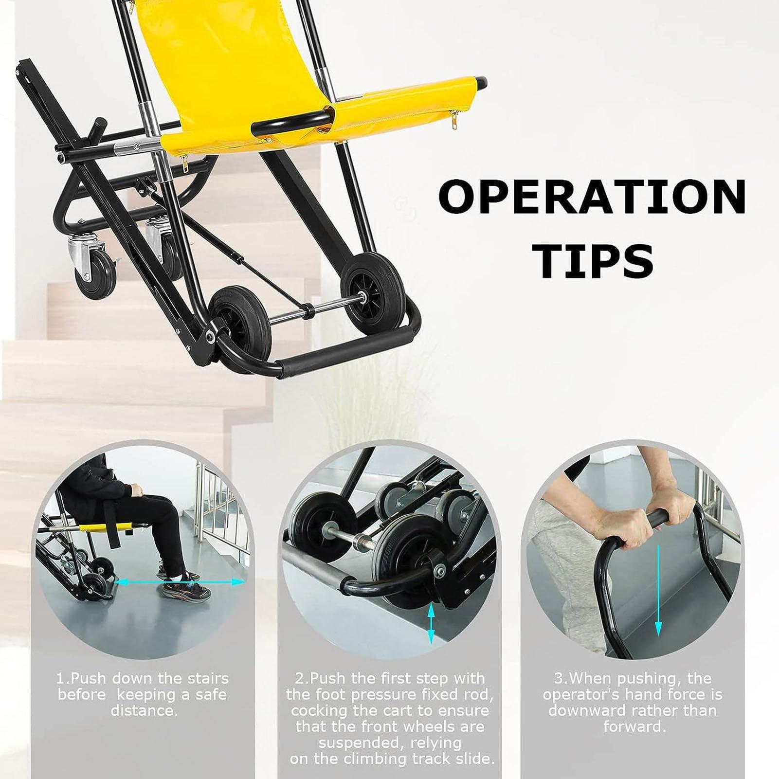 XLJLKJDS XLJLKJDS Stair Stretcher, Foldable Stair Chair Lift, Transfer Stair Chair Lift Assist Devices, Aluminum Light Weight Em-ergency Evacuation Climbing 2 Wheel Foldable Lift, Load 159kg