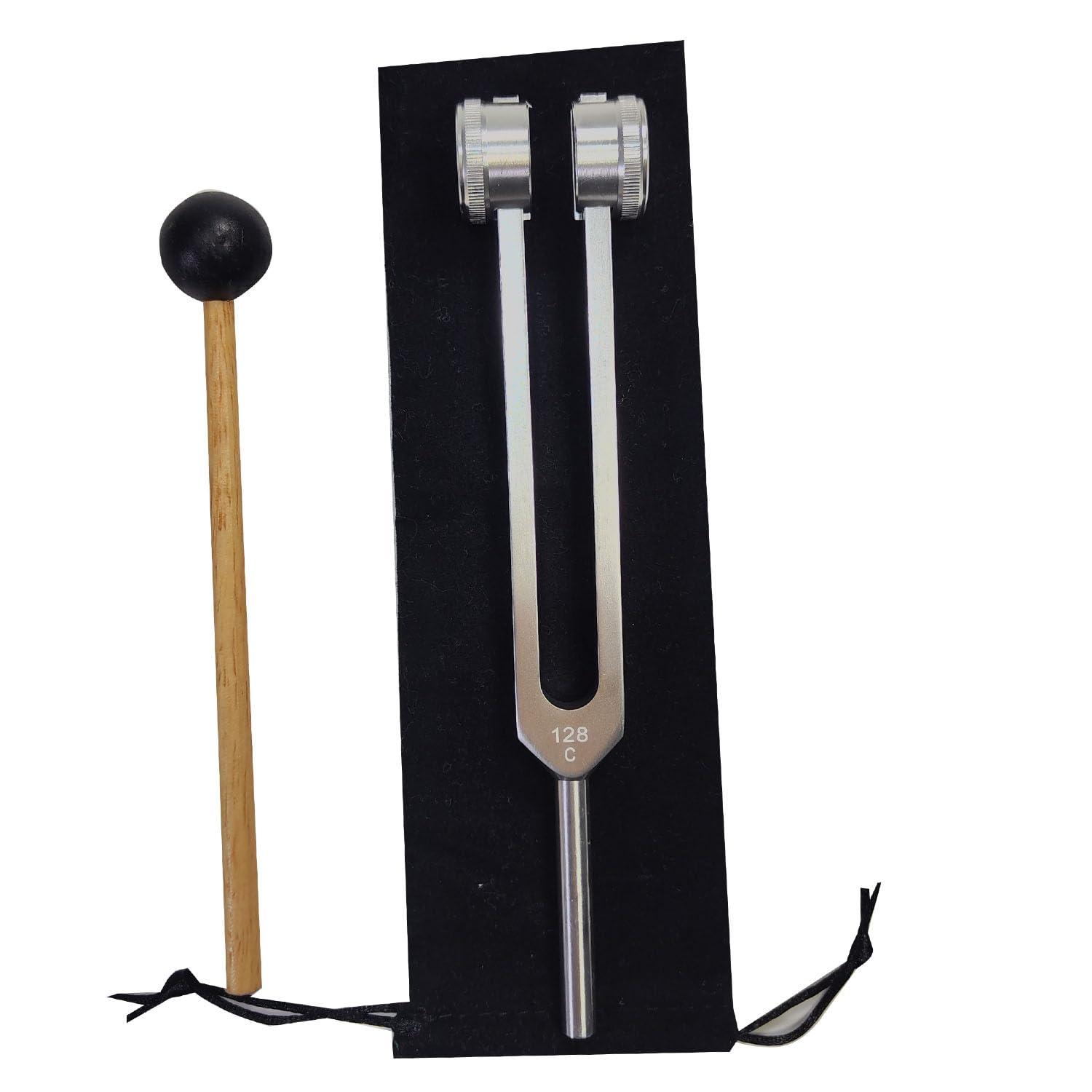 LeSage LeSage Otto 128 HZ Biosonics Weighted Tuning Fork Diapason Medical 128 hertz Tuning Forks for Healing 128HZ Sonic Slider with Silicone Hammer Cleaning Cloth