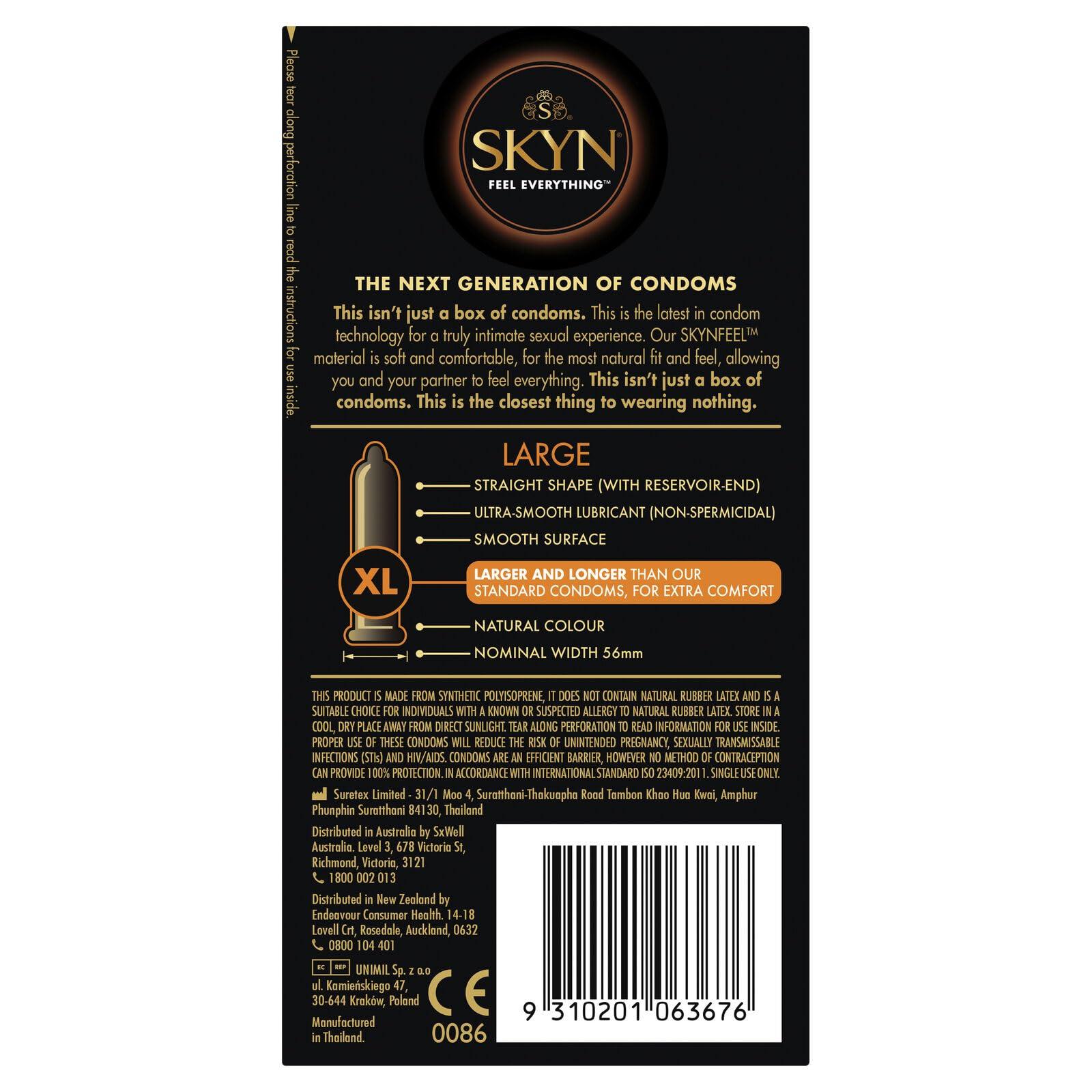 SKYN SKYN Large (XL/King Size) Non-Latex Condoms, Pack of 10 x 1
