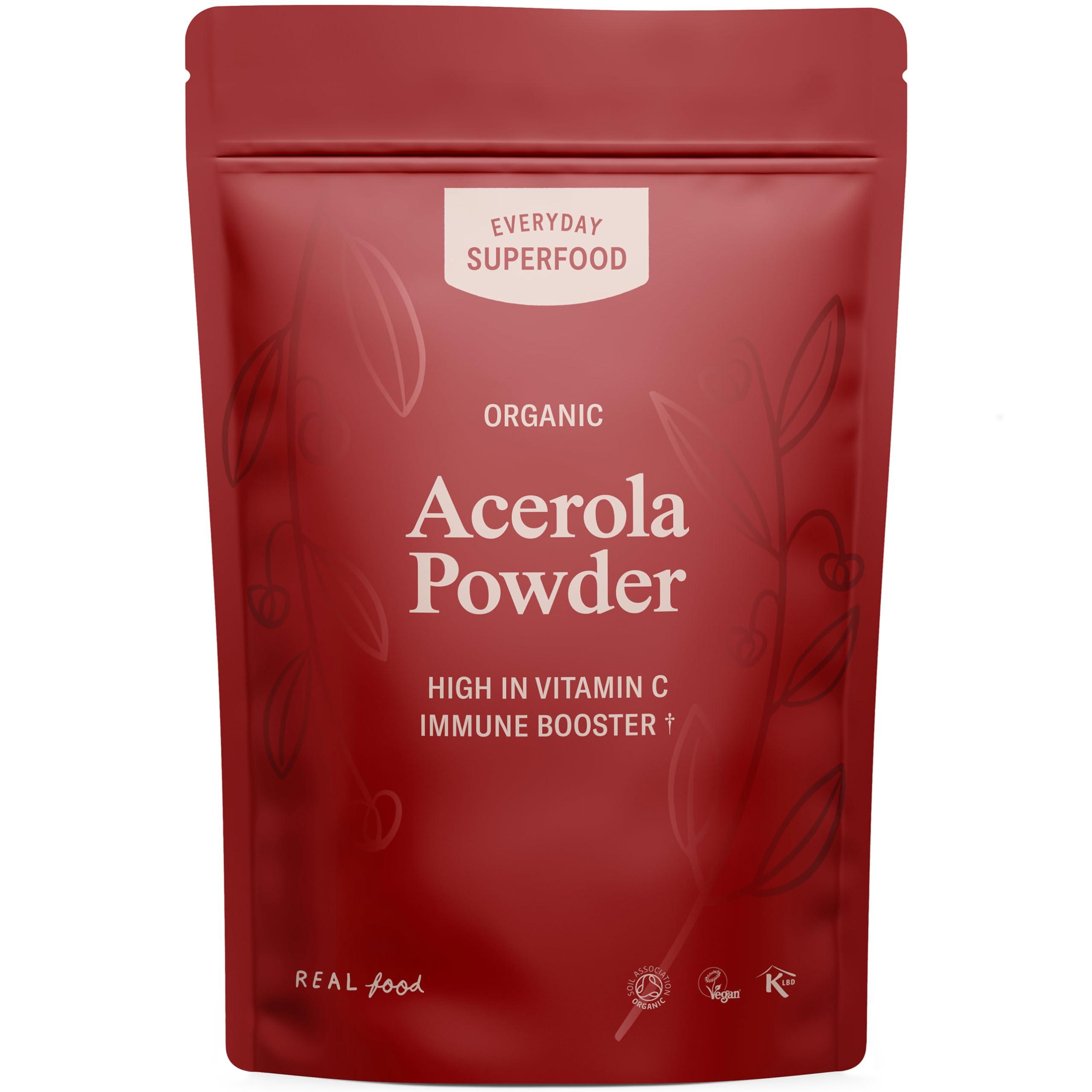 Everyday Superfood Organic Acerola Cherry Powder 50g Freeze Dried Everyday Superfood Pure Acerola Powder Rich in Vitamin C Certified Organic Vegan & Kosher