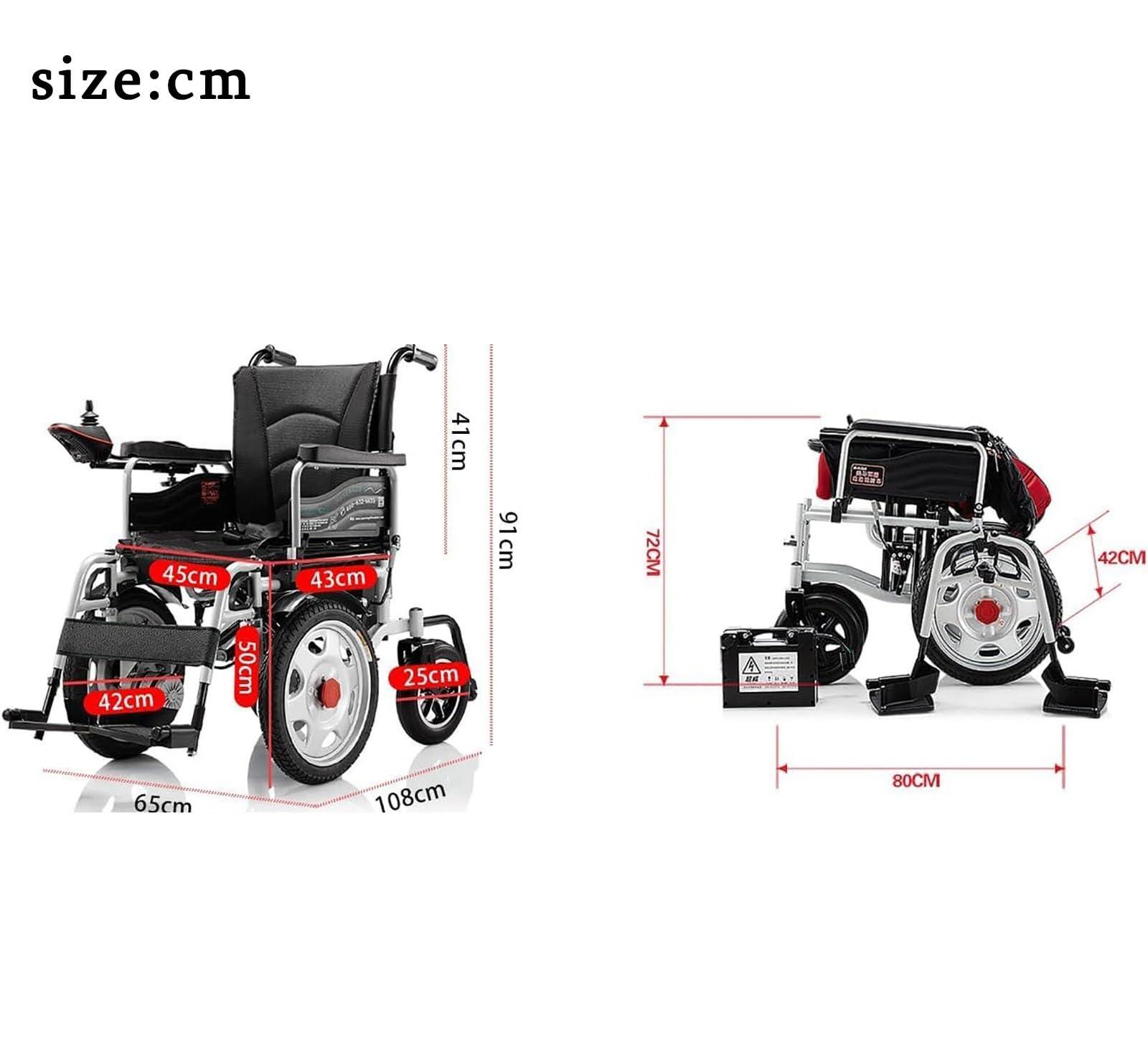 LUCEAE Electric Wheelchair Motorized Fold Foldable Power Wheel Chair, Lightweight Folding Carry Electric Wheelchair, Powerful Dual Motor, Suitable for Elderly and Disabled (Size : B)