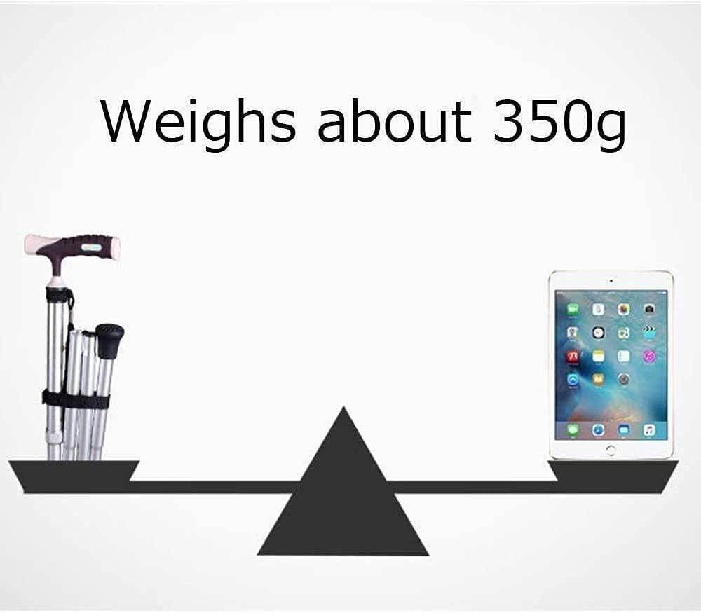 SilteD Walking stick Elderly Folding Walking Stick Safe Auxiliary Balance, Lightweight Aluminum Height Adjustable Walker Cane, Crutches for Elderly Old Man Man Woman M (Silver B) Present