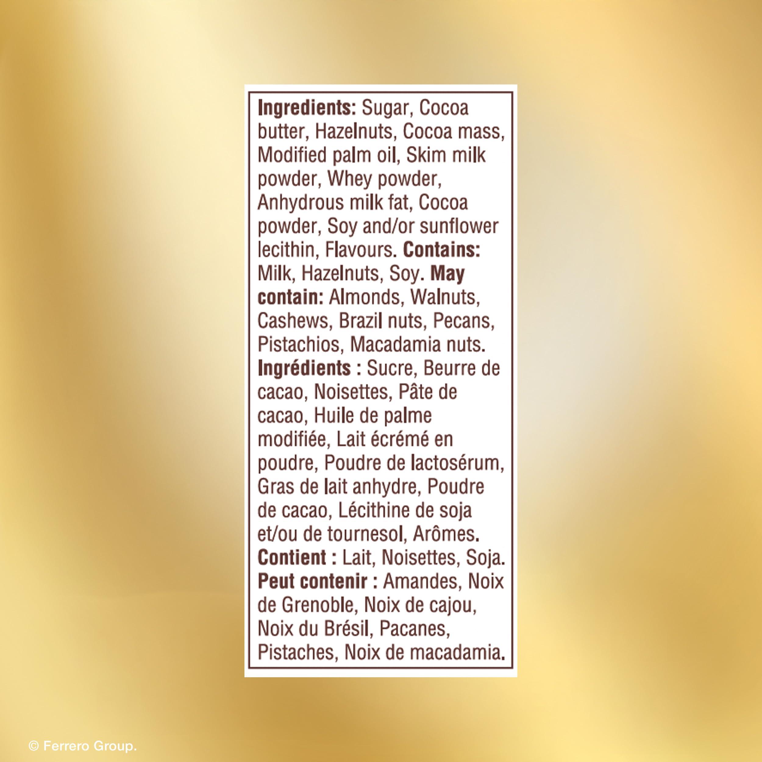 Ferrero Rocher FERRERO ROCHER Premium Chocolate Bar, Milk Chocolate and Hazelnut Bar, 8 bars, 720 g