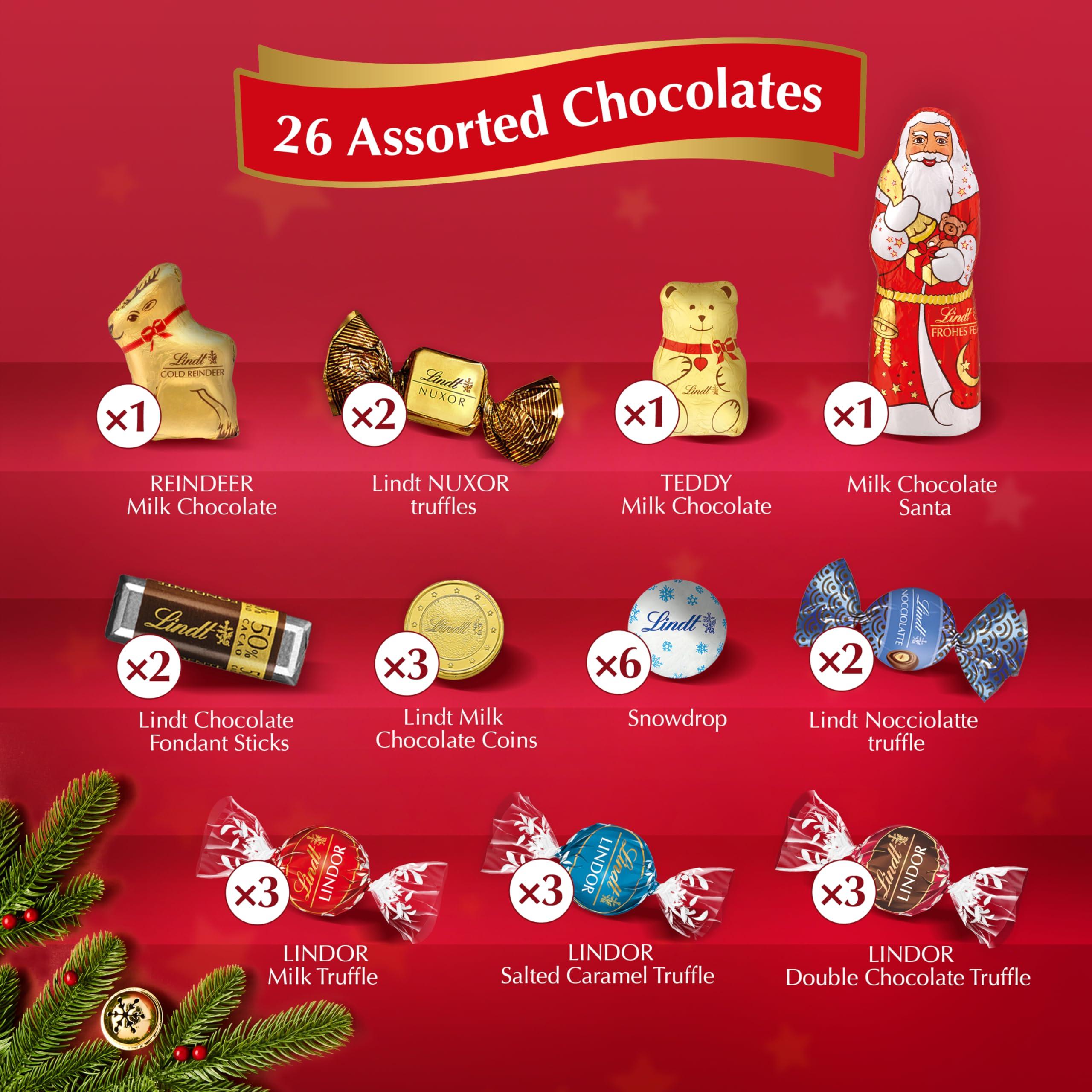 Lindt Lindt Festive Selection Advent Calendar 2024 | Large 289 g | A Selection of 24 Lindt Chocolate festive favourites for Him and Her | For Adults and Kids