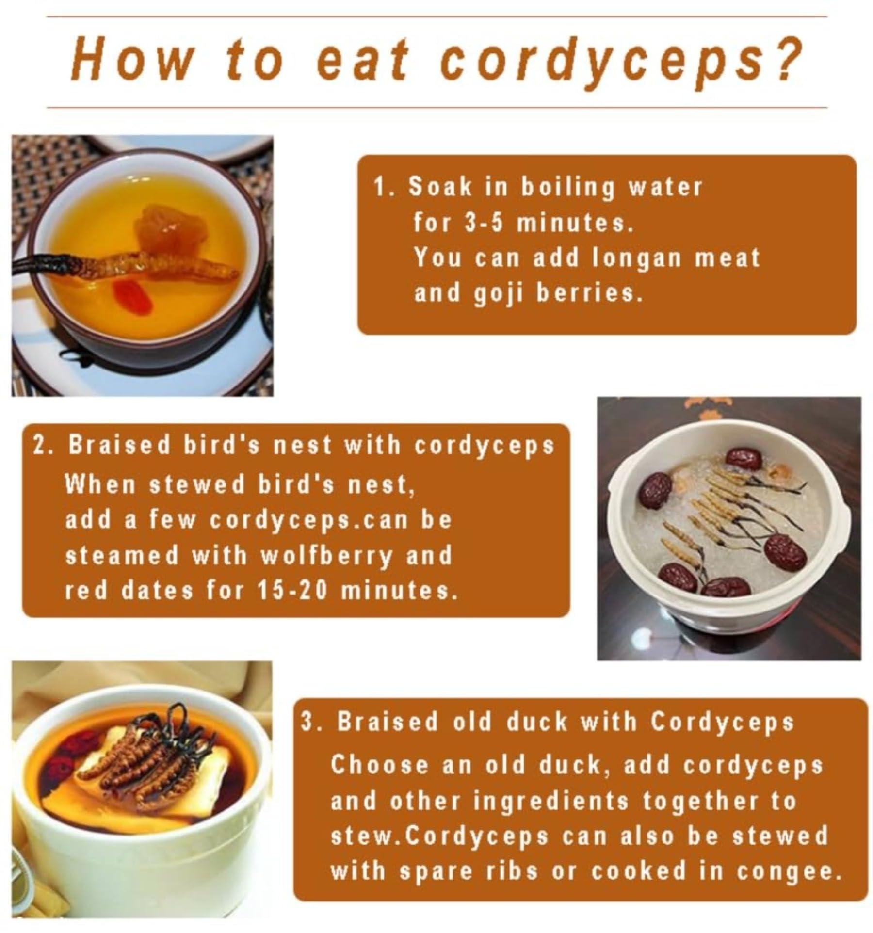 HQZMCTE Premium Chinese Herbal Tea Healthy Tea Dried Tien Cordyceps 1g /Box Natural Raw Cordyceps Sinensis Militaris Mushroom