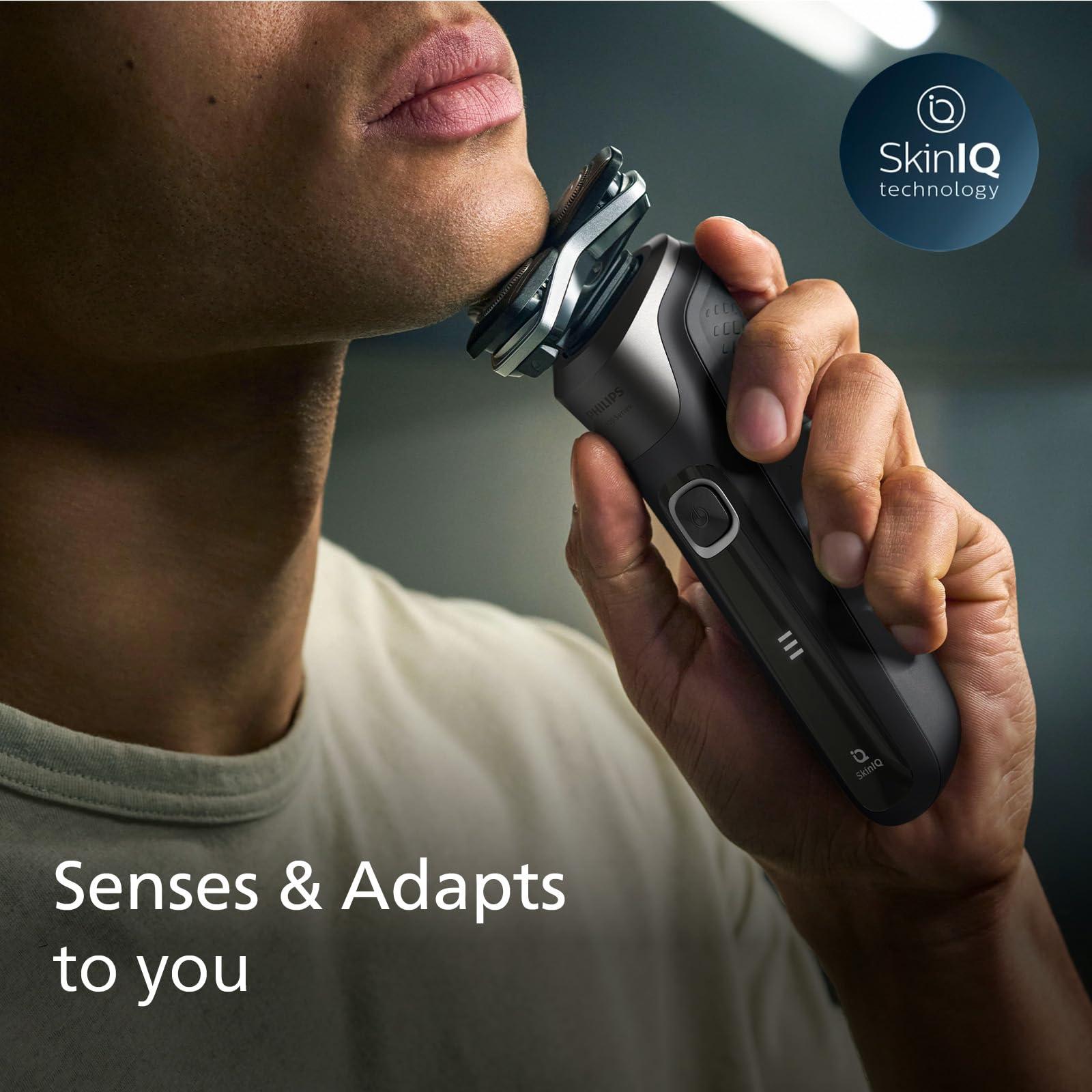 PHILIPS Philips Shaver Series 5000 - Wet & Dry Electric Shaver in Carbon Grey with 1 x Integrated Pop-up Trimmer, Soft Pouch, Protective Cap and Charging Stand (Model S5887/13)