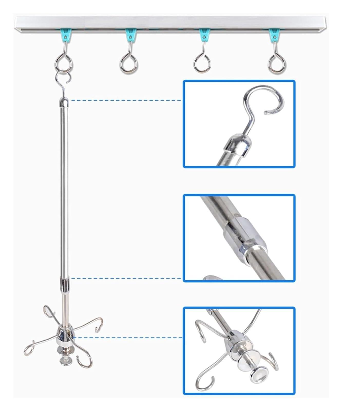 FreshCart Basics IV Pole,IV Pole with Wheels Adjustable IV Stand Medical IV Poles TelescopingStainless Steel IV Stand(Gray1,100 cm Track)
