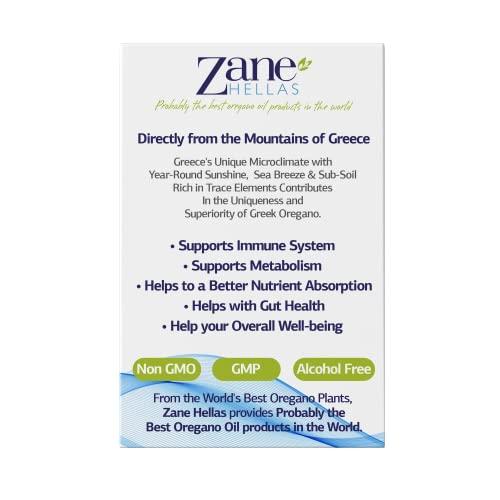 Zane HELLAS Probably the best oregano oil products Zane Hellas Oregano Oil Softgels. Extra Strength. Every Softgel Contains 20% Greek Essential Oil of Oregano. 100 mg Carvacrol per Softgel.60 Softgels.