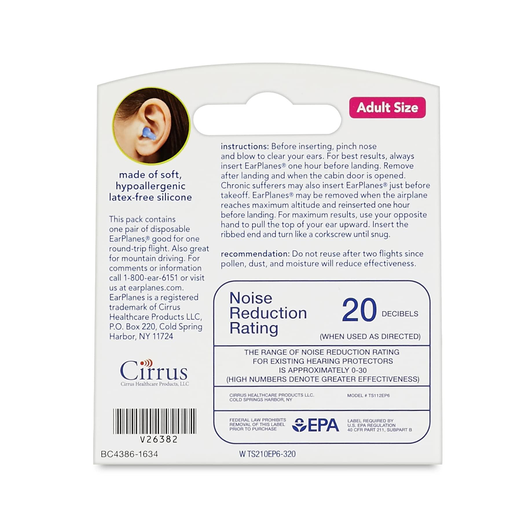 EarPlanes EarPlanes Original Earplugs for Children/Smaller Ears, Pressure Filtering Protection for Airplane Travel (1 Pair)