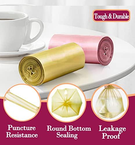HOMMALY 4 Gallon 180pcs Small Gold Trash Bags Strong Golden Garbage Bags, Bathroom Trash Can Bin Liners, Gold Plastic Bags for Home Office, Waste Basket Liner, Fit 12-15 Liter, 3,3.5,4,4.5 GalGolden 180