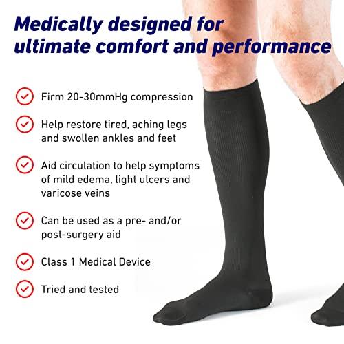 Neo-G Neo G Therapeutic Compression Socks Men 20-30 mmhg knee high - for spider or varicose veins, swollen legs, feet, ankles, treating mild edema. Mens compression socks for swelling - Black - M