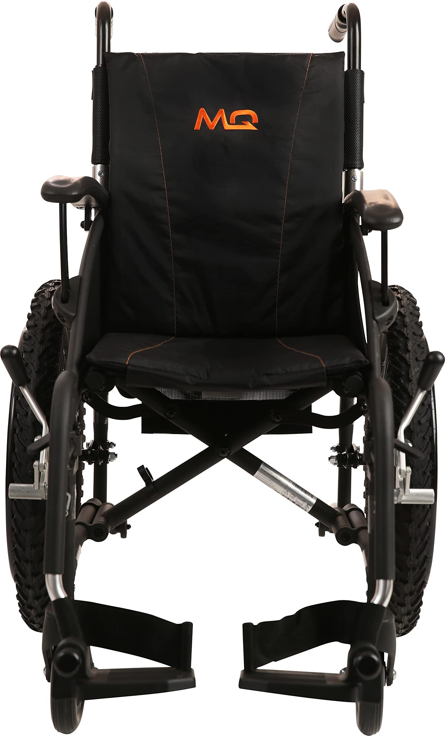 MobiQuip MobiQuip All Terrain Mini Childrens Wheelchair for Kids, Small Adults, Lightweight, Folding, Manual Self Propelled Aluminium Wheelchair, Quick Release Wheels, 14'' Seat. Black Frame