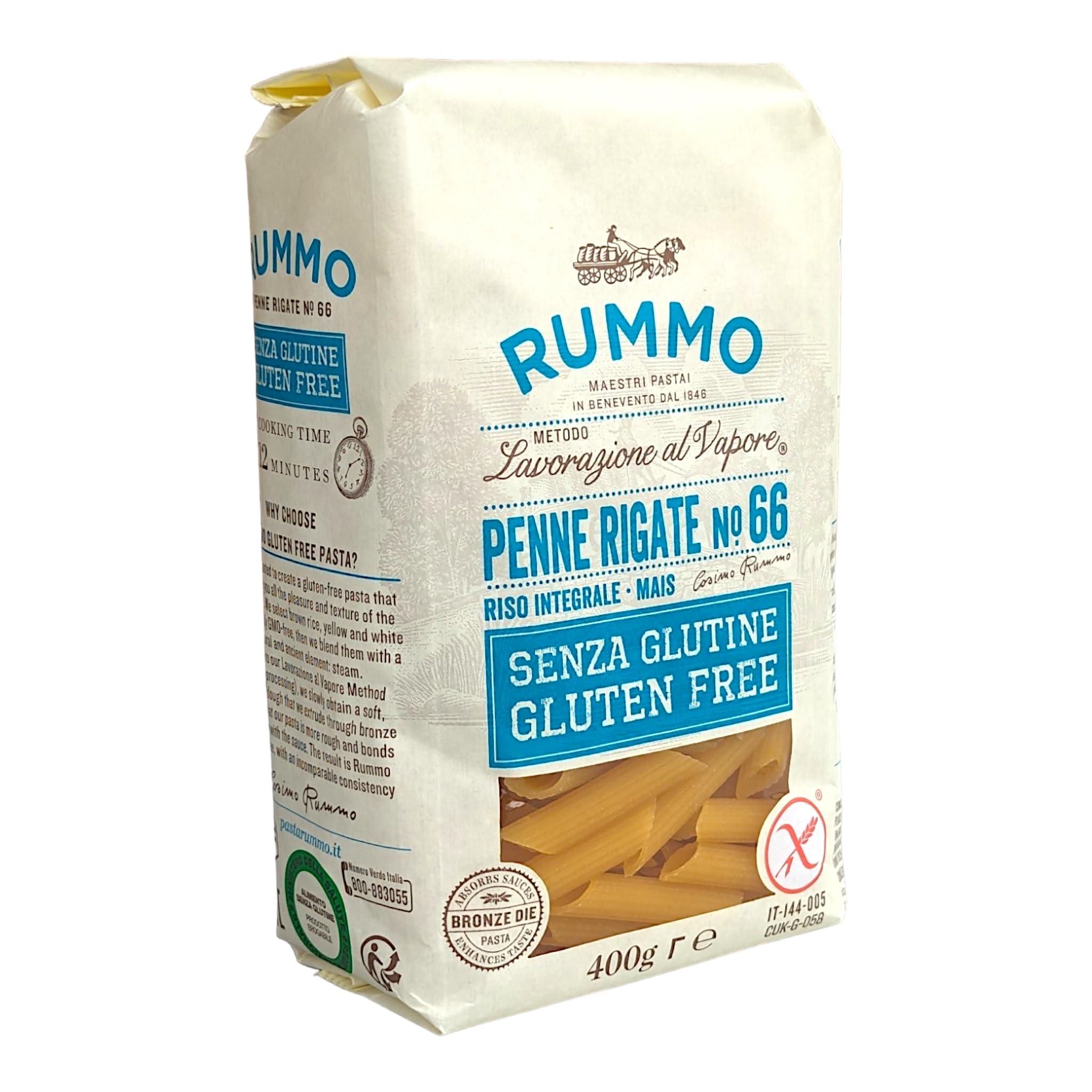 Italia Solutions UK Rummo Gluten Free Penne Rigate No.66-400g Corn & Brown Rice Pasta, Pack of 4 - with Italia Solutions UK Kitchen Conversion Card