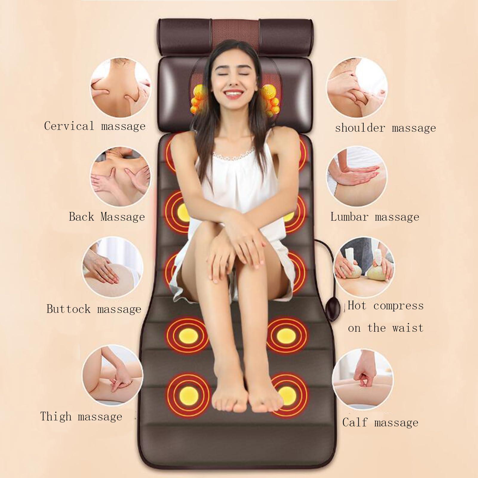 SJHDHDA Full Body Massage Mat with Adjustable Pillows Heating Pads,Massage Mat with Heat 10 Vibrating Nodes,Full Body Massager for Neck and Back Muscle Relaxation Full Body Massage Learned extensively