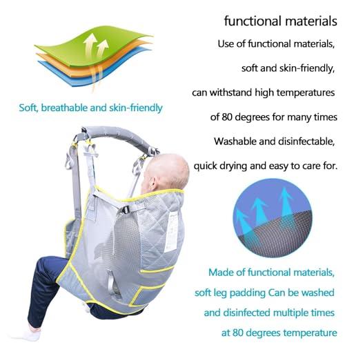 Glcfound Hoyer Lift Sling Full Body Sling with Patient Lifts Lifting Sling for Patient Transfer and Positioning and Lifting Patient Aid Full Body Toileting Sling Patient Aid One Piece Patient Lift Sling L