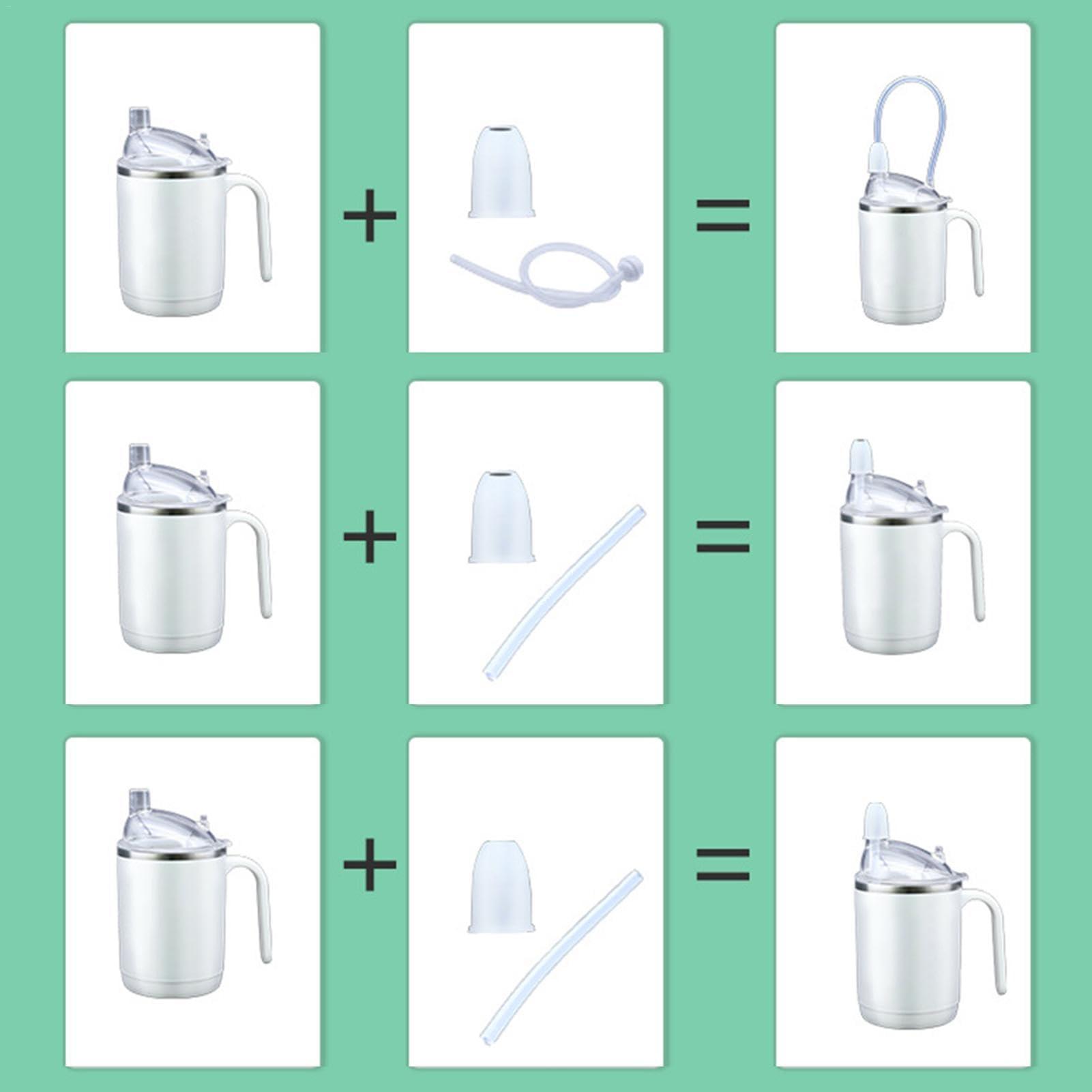 FreshCart Basics Adult Sippy Cups for Elderly,Spill Proof Handicap Cups with Straw for Elderly Care | Porridge Soup Cup with Handle for Elderly, Adults, Disabled Patient