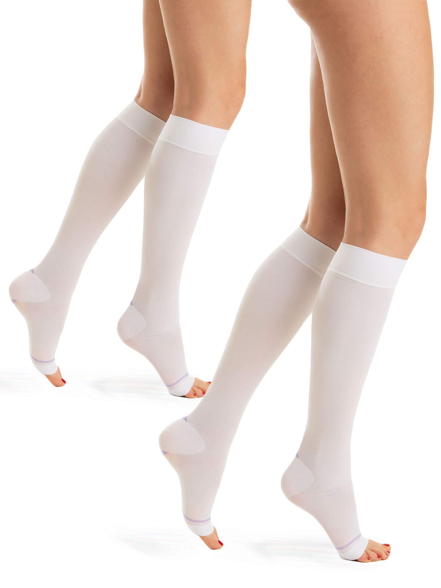Relaxsan Relaxsan Antiembolism M1350A (2 Pairs - White, S) Open-toe anti-embolism knee high socks - K2-25-32 mmHg